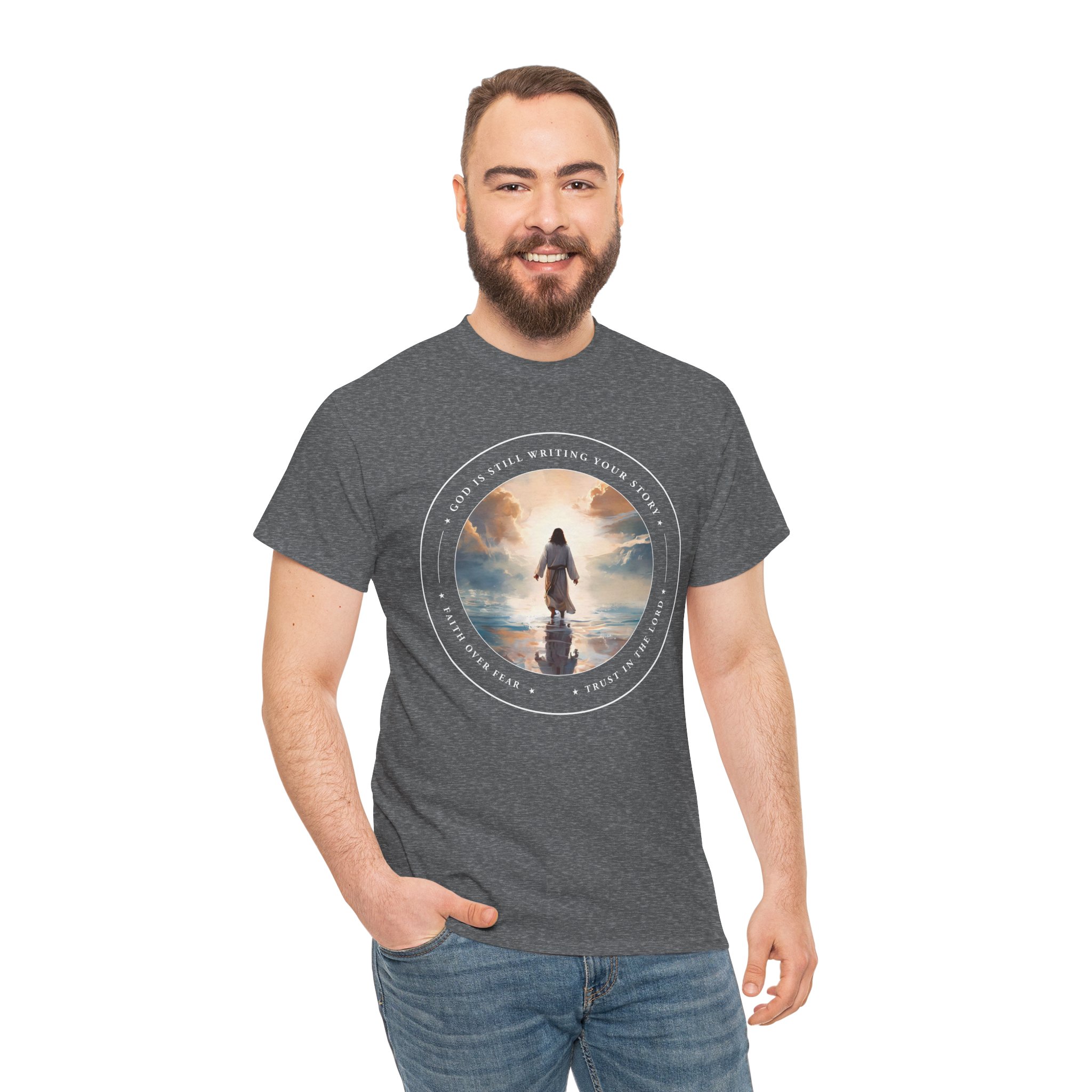 Jesus Walking on Water Men's T-Shirt – Lightweight Christian Fashion Tee Jesus Walking on Water Men's T-Shirt – Lightweight Christian Fashion Tee