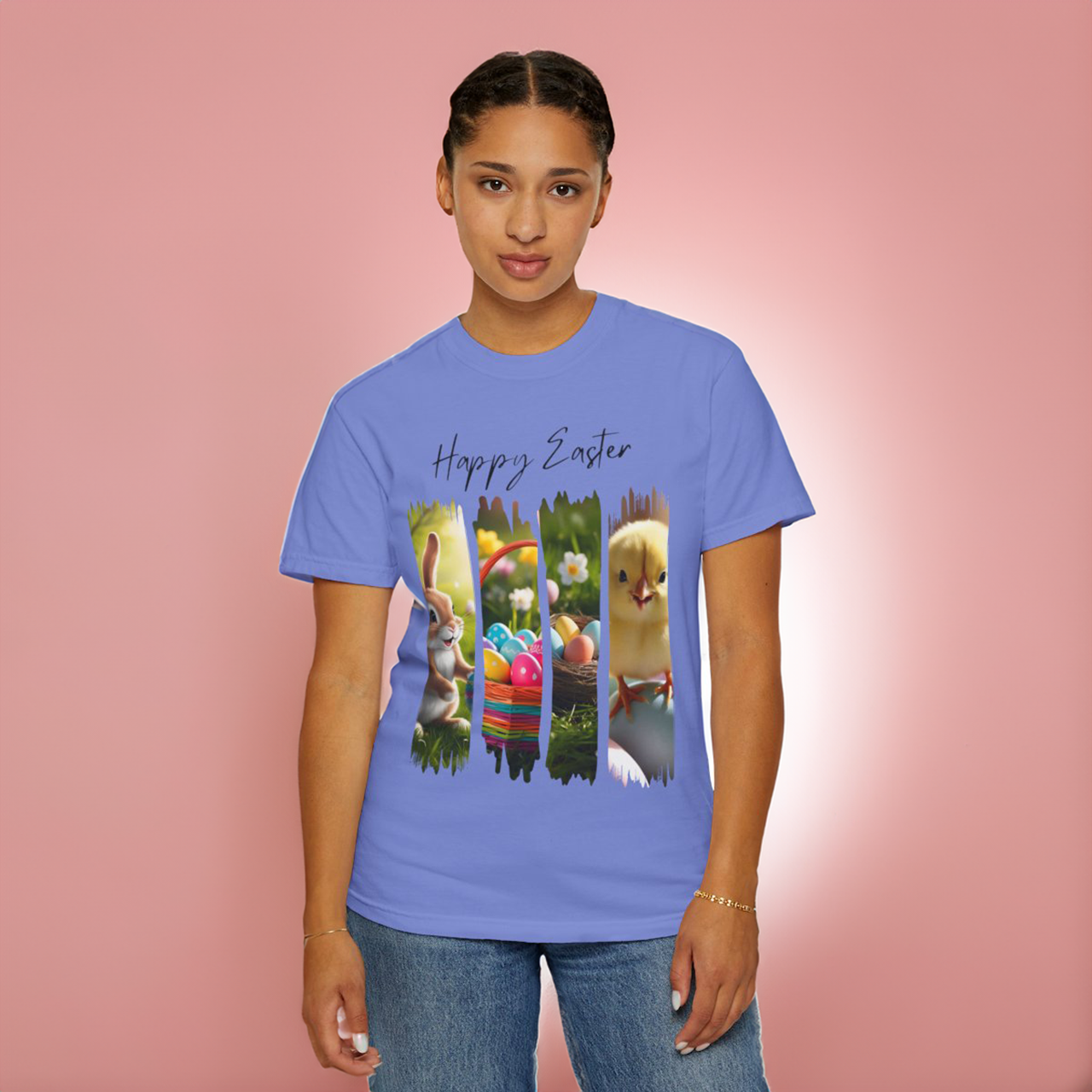 Unisex Happy Easter T-Shirt - Cute Bunny &amp; Chick Design