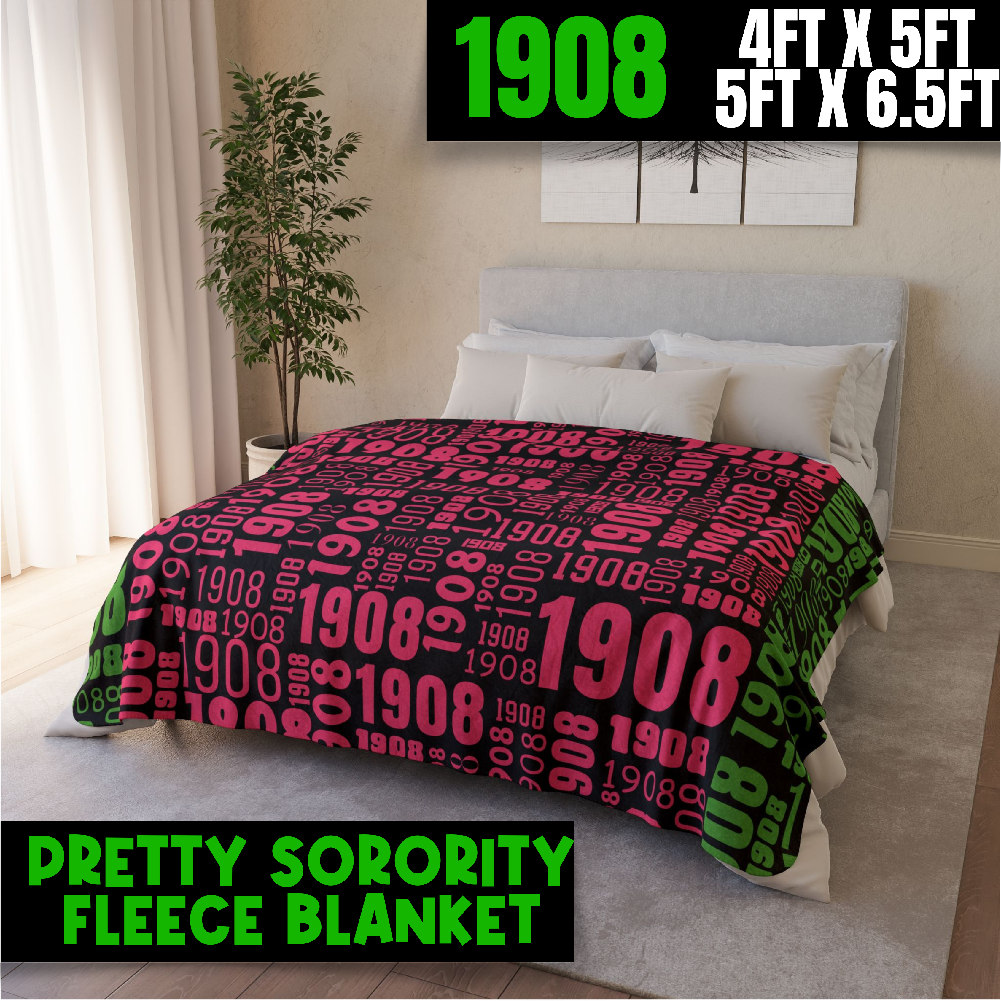 Pretty Sorority 1908 Blanket - Cozy Fleece Sherpa featuring Design, Perfect for Home Decors, Gift for Her Pretty Sorority 1908 Blanket - Cozy Fleece Sherpa featuring Design, Perfect for Home Decors, Gift for Her
