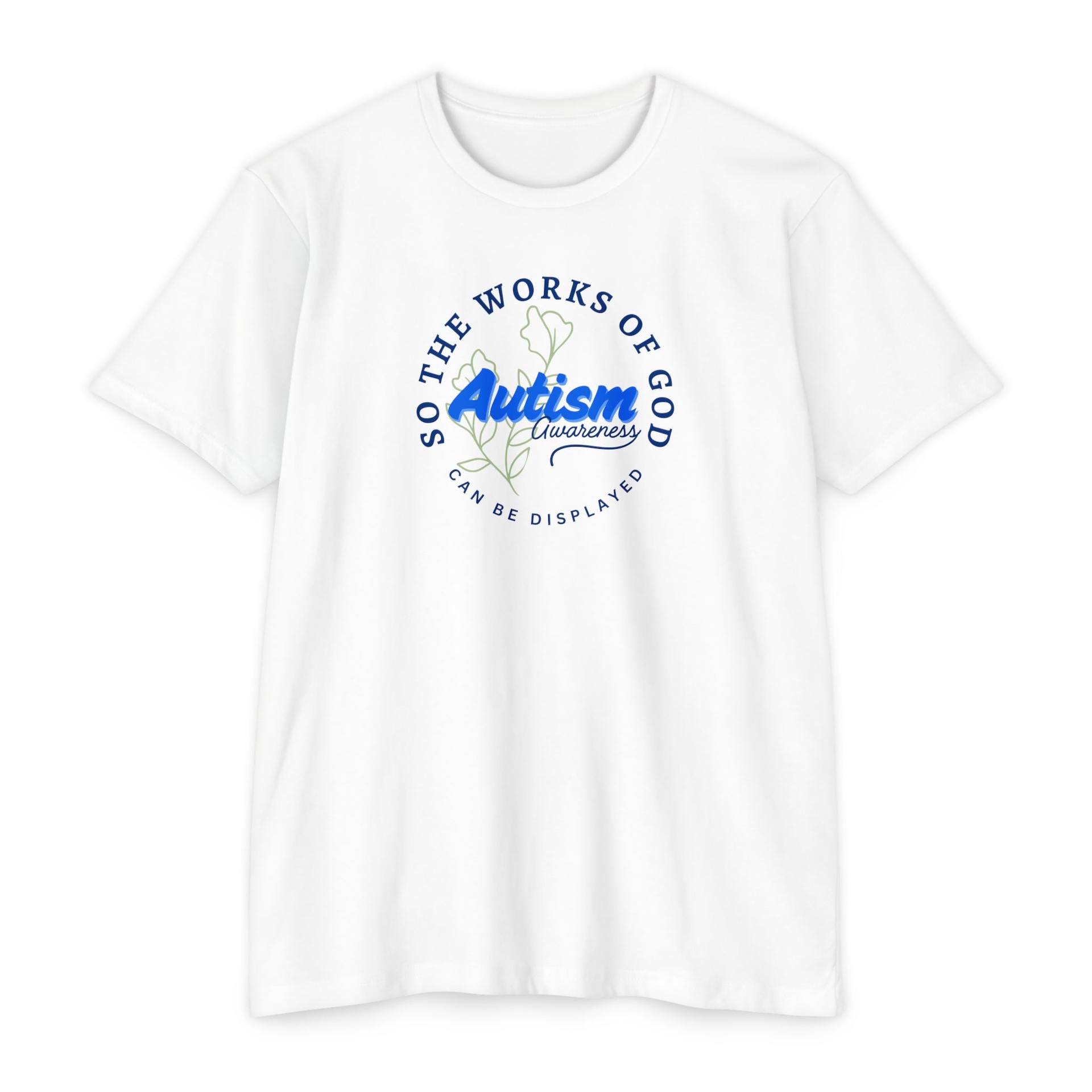 Autism Awareness - John 9:3 Shirt, Navy/Cursive Autism Awareness - John 9:3 Shirt, Navy/Cursive