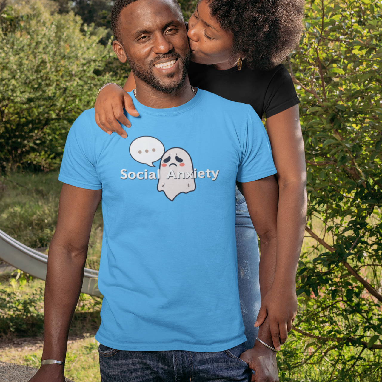 Social Anxiety Ghost Tee - Comfort in Connection, Unisex Shirt, Casual Wear, Mental Health Awareness, Ghost Graphic Tee, Perfect Gift product thumbnail image