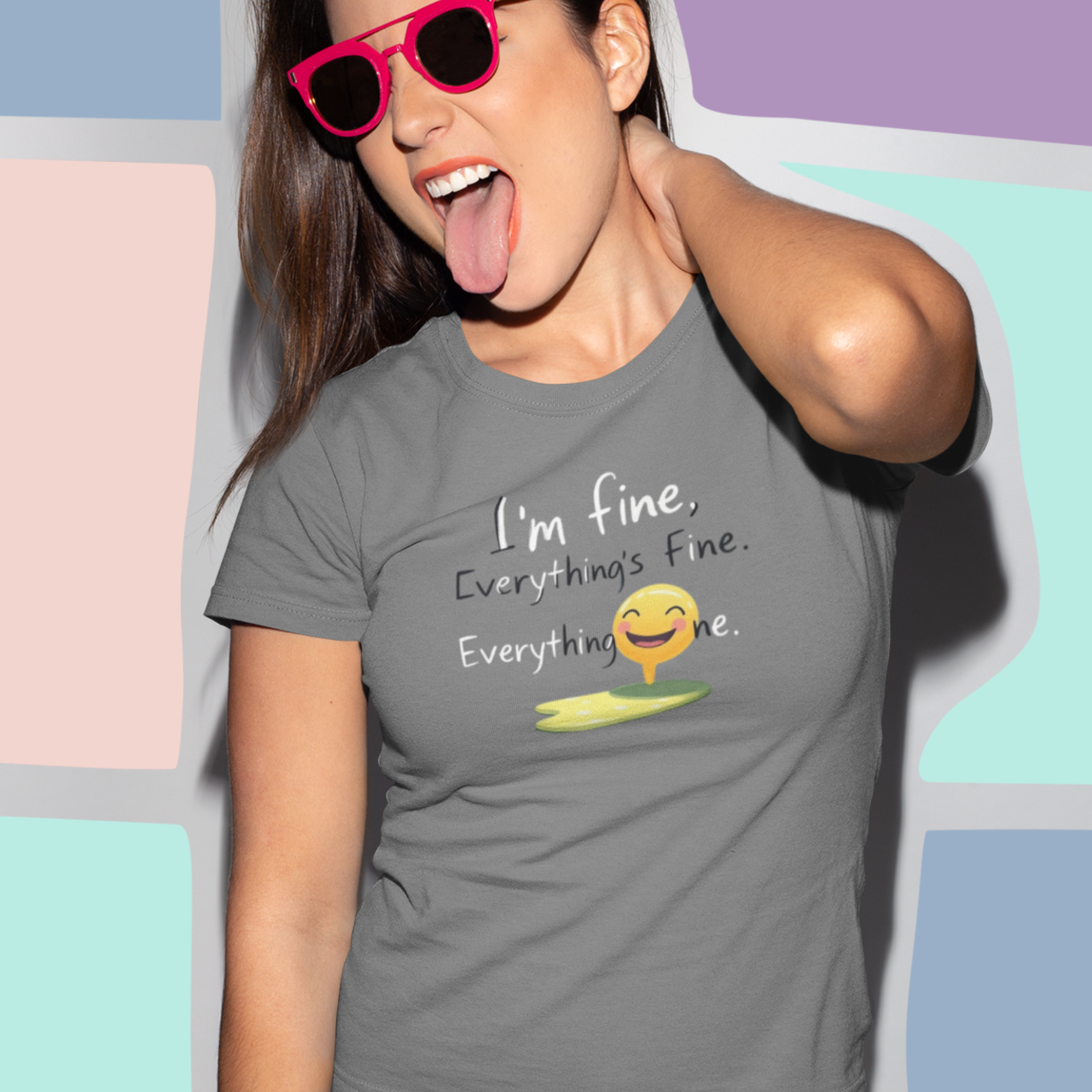 I'm Fine Unisex Tee, Funny T-Shirt, Casual Wear, Gift for Friends, Summer Style, Positive Vibes, Short Sleeve Shirt, Men's Women's Clothing, product thumbnail image
