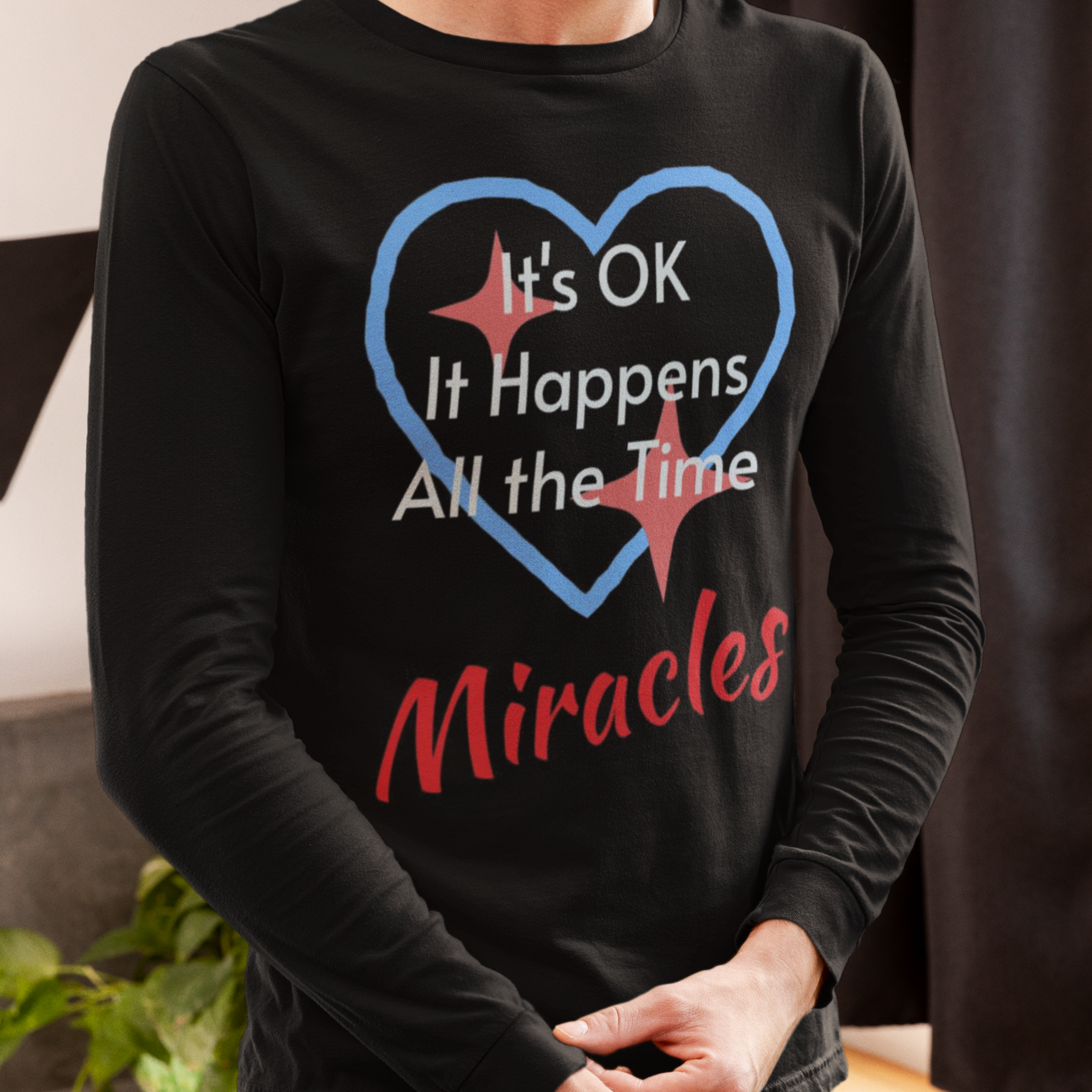 Unisex Long-Sleeve T-Shirt, Miracles Happen product thumbnail image Unisex Long-Sleeve T-Shirt, Miracles Happen product thumbnail image