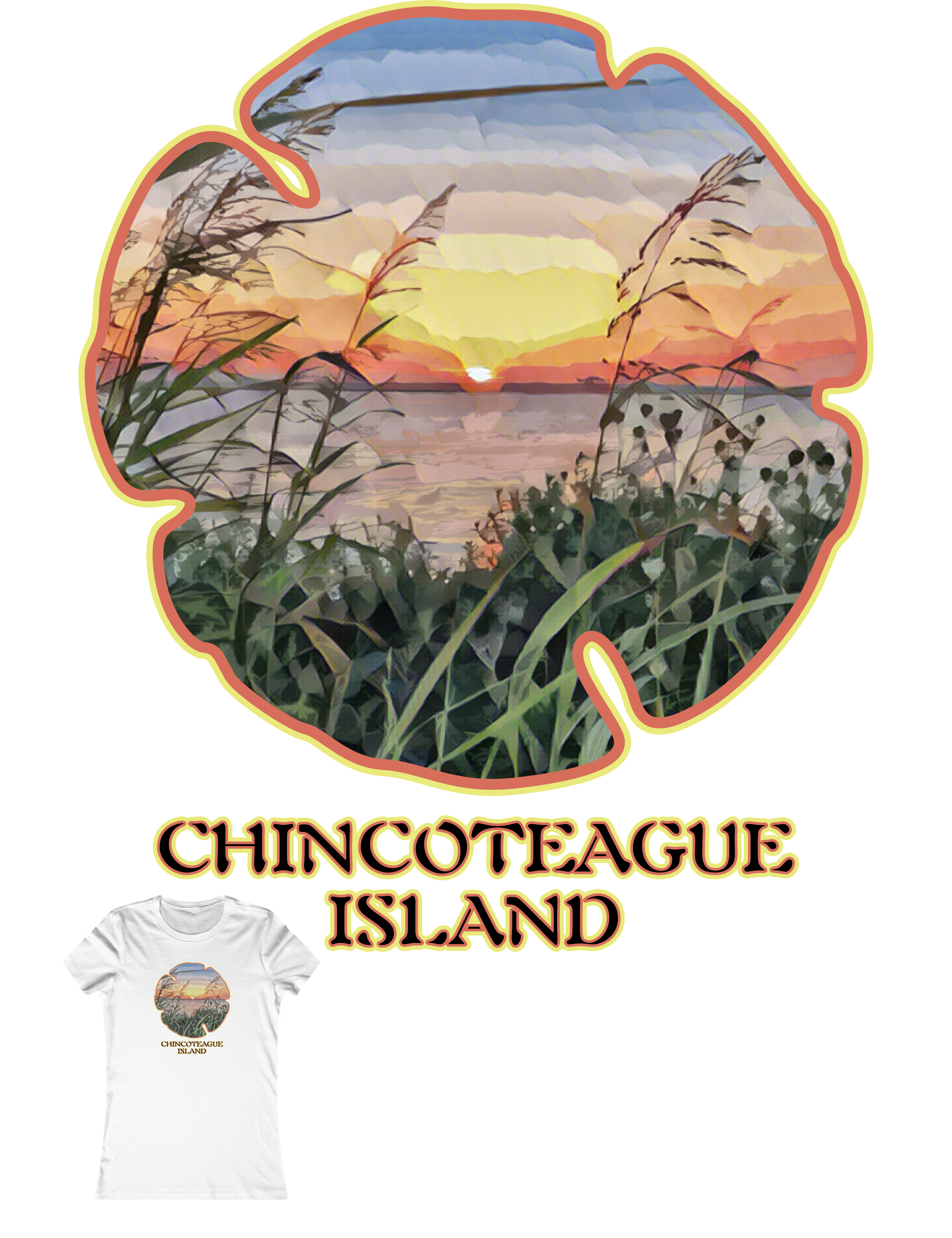 Women's Favorite T-Shirt, Bella+Canvas 6004, Chincoteague Island, Photographic Art Design product thumbnail image