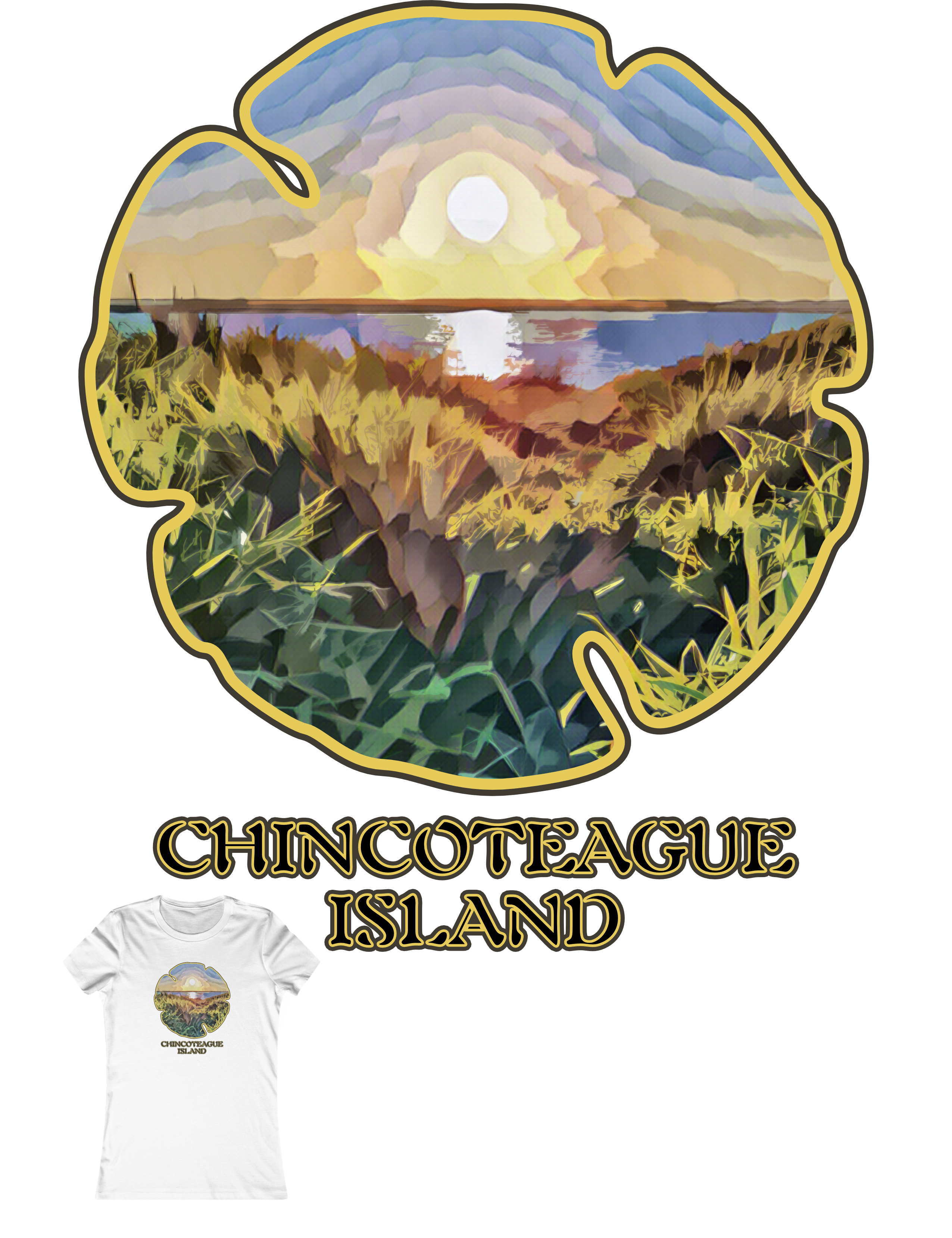Women's Favorite T-Shirt, Bella+Canvas 6004, Chincoteague Island, Photographic Art Design