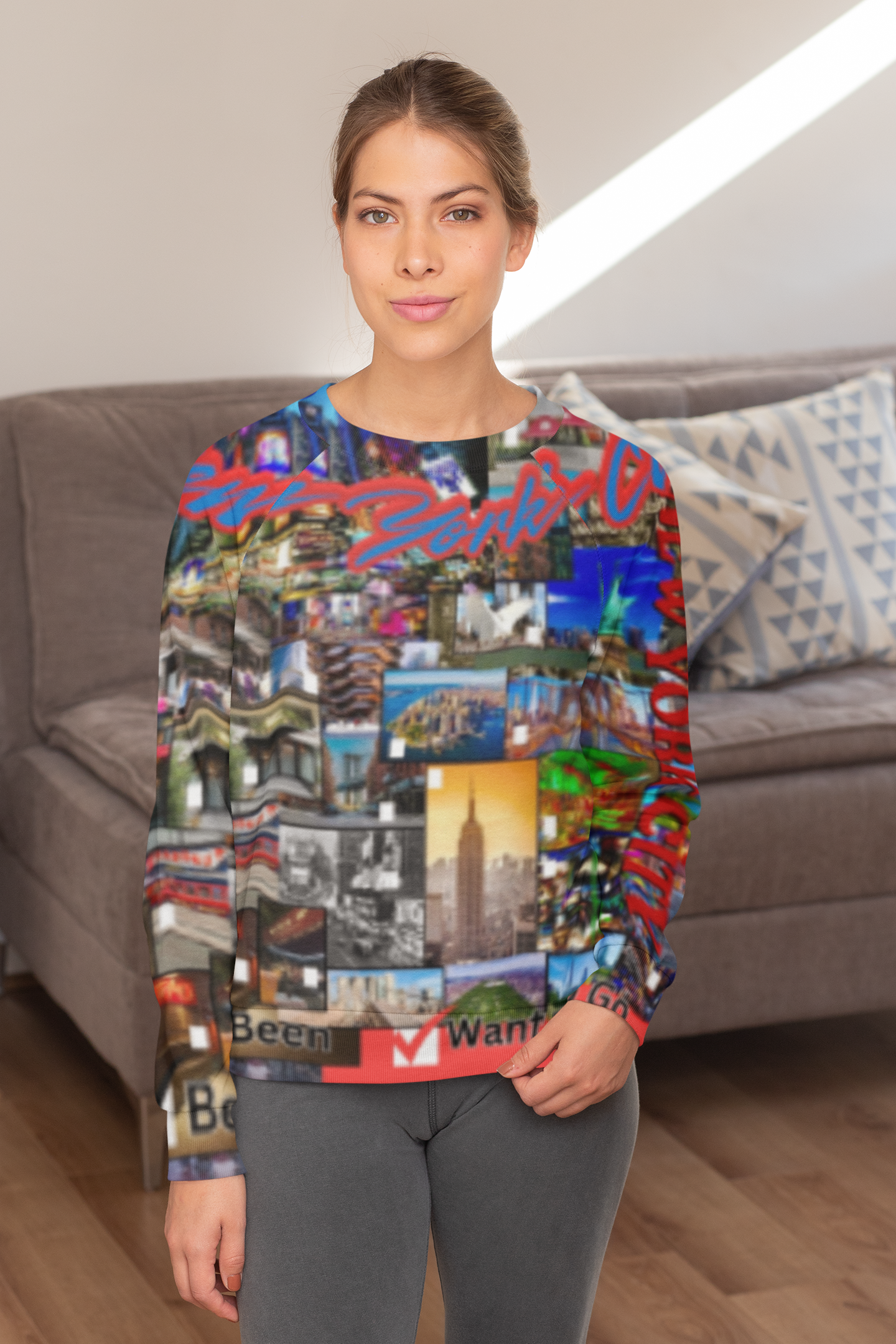 One-of-a-kind, interactive Men's Crewneck Long Sleeved, NYC Collage, pullover! - Unique Graphic / Sport Pullover Top makes the Epic Gift(s)! product thumbnail image One-of-a-kind, interactive Men's Crewneck Long Sleeved, NYC Collage, pullover! - Unique Graphic / Sport Pullover Top makes the Epic Gift(s)! product thumbnail image