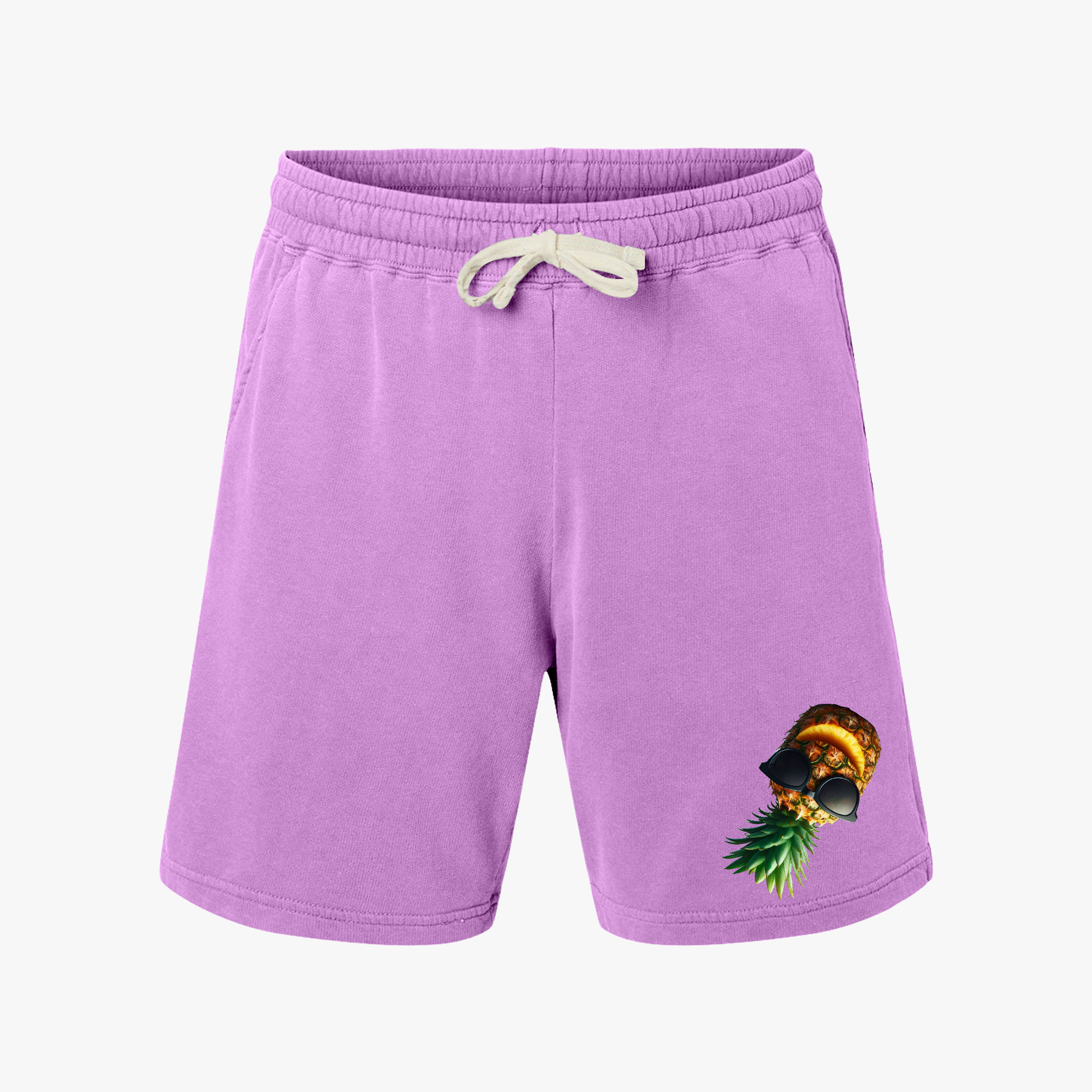 Tropical Pineapple Print Sweat Shorts - Lightweight Unisex Fleece product thumbnail image Tropical Pineapple Print Sweat Shorts - Lightweight Unisex Fleece product thumbnail image