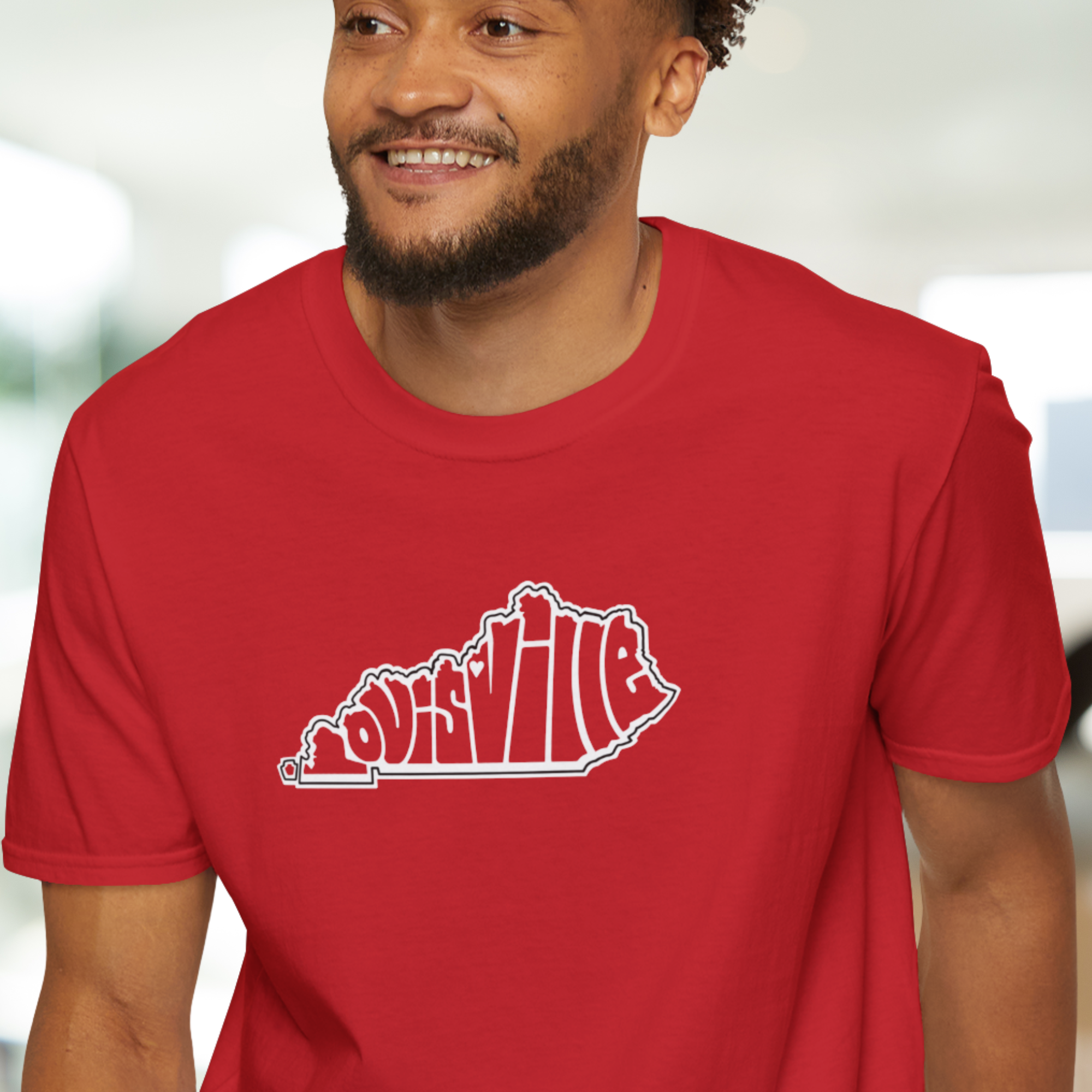 "Louisville" Shaped Like Kentucky Graphic Shirt, Louisville Home T-shirt, Louisville Map Shirt, Cool Louisville Tee, Louisville Apparel, Louisville product thumbnail image
