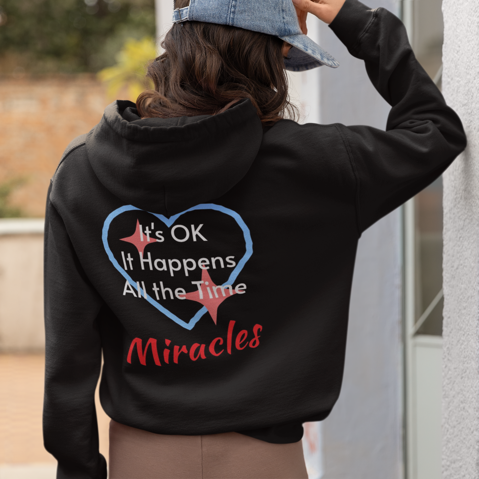 Zip-Up Unisex Hoodie, Miracles Happen (Image on back) product thumbnail image Zip-Up Unisex Hoodie, Miracles Happen (Image on back) product thumbnail image