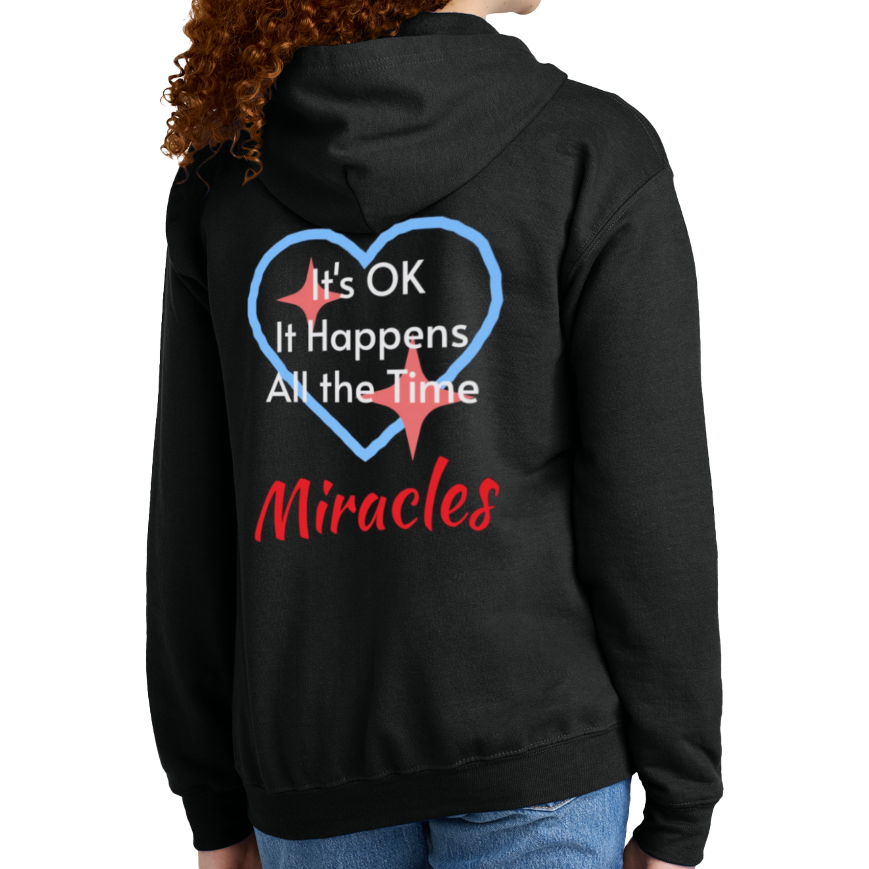 Zip-Up Youth Hoodie, Miracles Happen (Image on Back) product thumbnail image Zip-Up Youth Hoodie, Miracles Happen (Image on Back) product thumbnail image