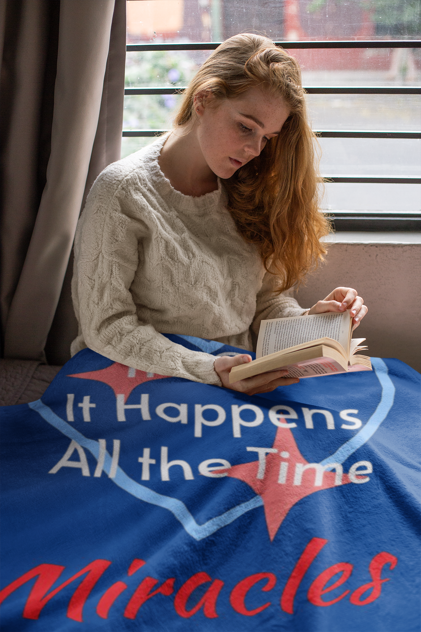 Plush Throw Blanket, Miracles Happen - Dark Blue product thumbnail image Plush Throw Blanket, Miracles Happen - Dark Blue product thumbnail image