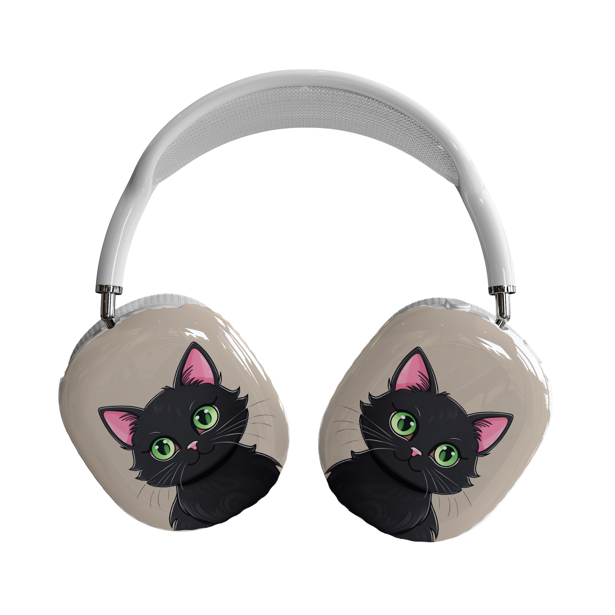 Shell Case for AirPods Max, Cute Green-Eyed Black Cats Design, Cat Lover Gift, Stylish Kitten Cover, Pet Lover Accessory - Meow Meow