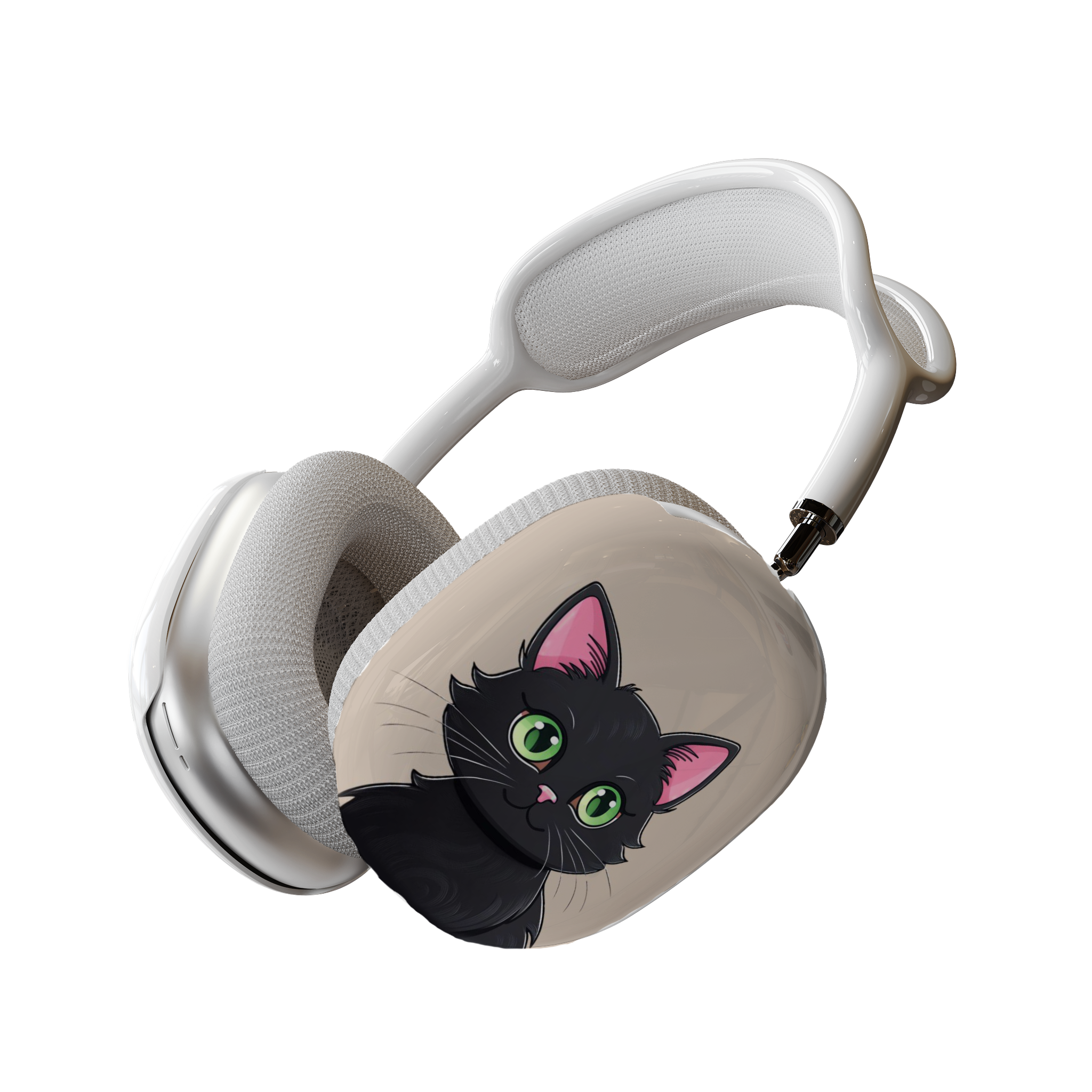Shell Case for AirPods Max, Cute Green-Eyed Black Cats Design, Cat Lover Gift, Stylish Kitten Cover, Pet Lover Accessory - Meow Meow product thumbnail image