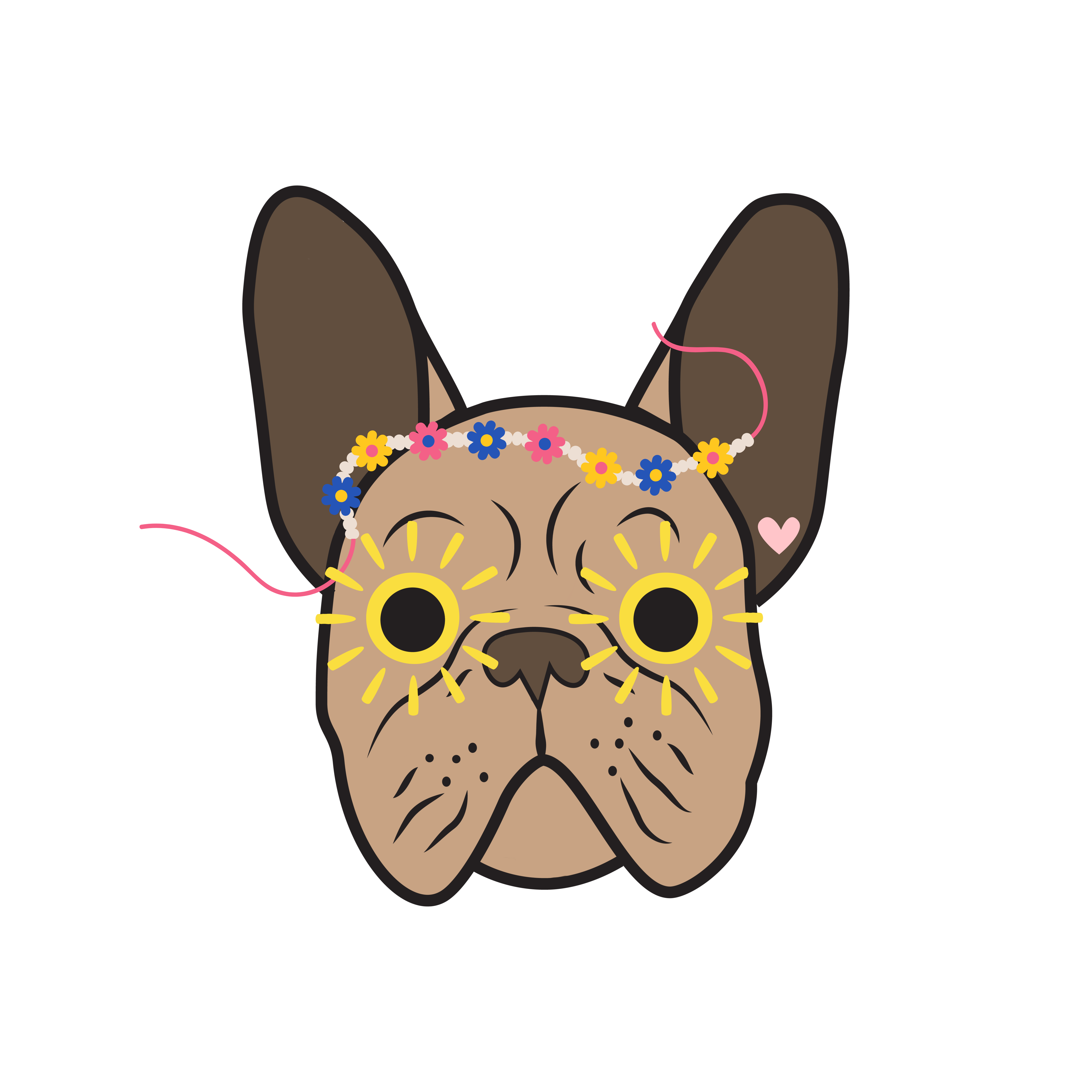 Graphic Design Animals T-Shirt with Brindle Flower Power Frenchie product thumbnail image Graphic Design Animals T-Shirt with Brindle Flower Power Frenchie product thumbnail image