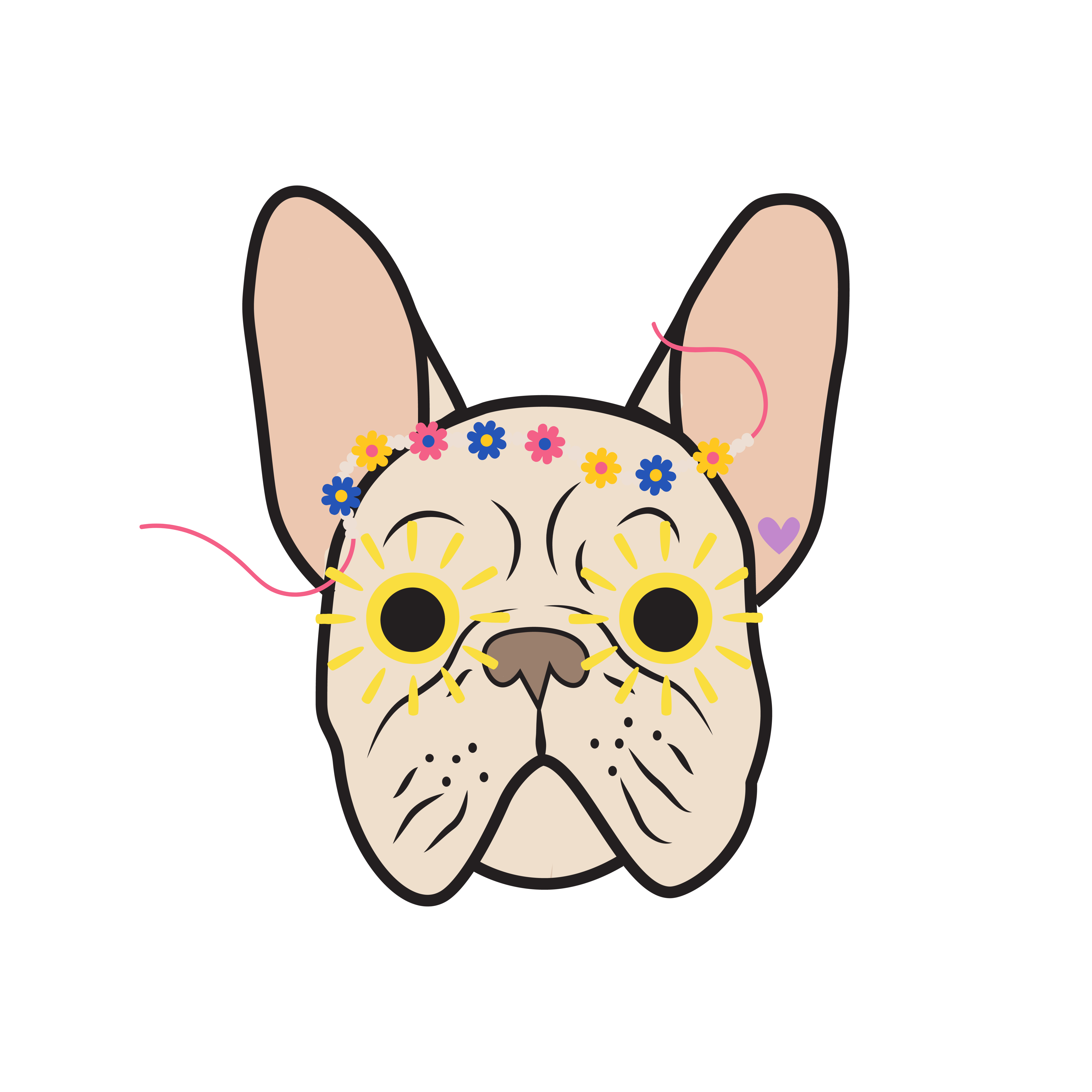 Graphic Design Animals T-Shirt with Fawn Flower Power Frenchie product thumbnail image Graphic Design Animals T-Shirt with Fawn Flower Power Frenchie product thumbnail image