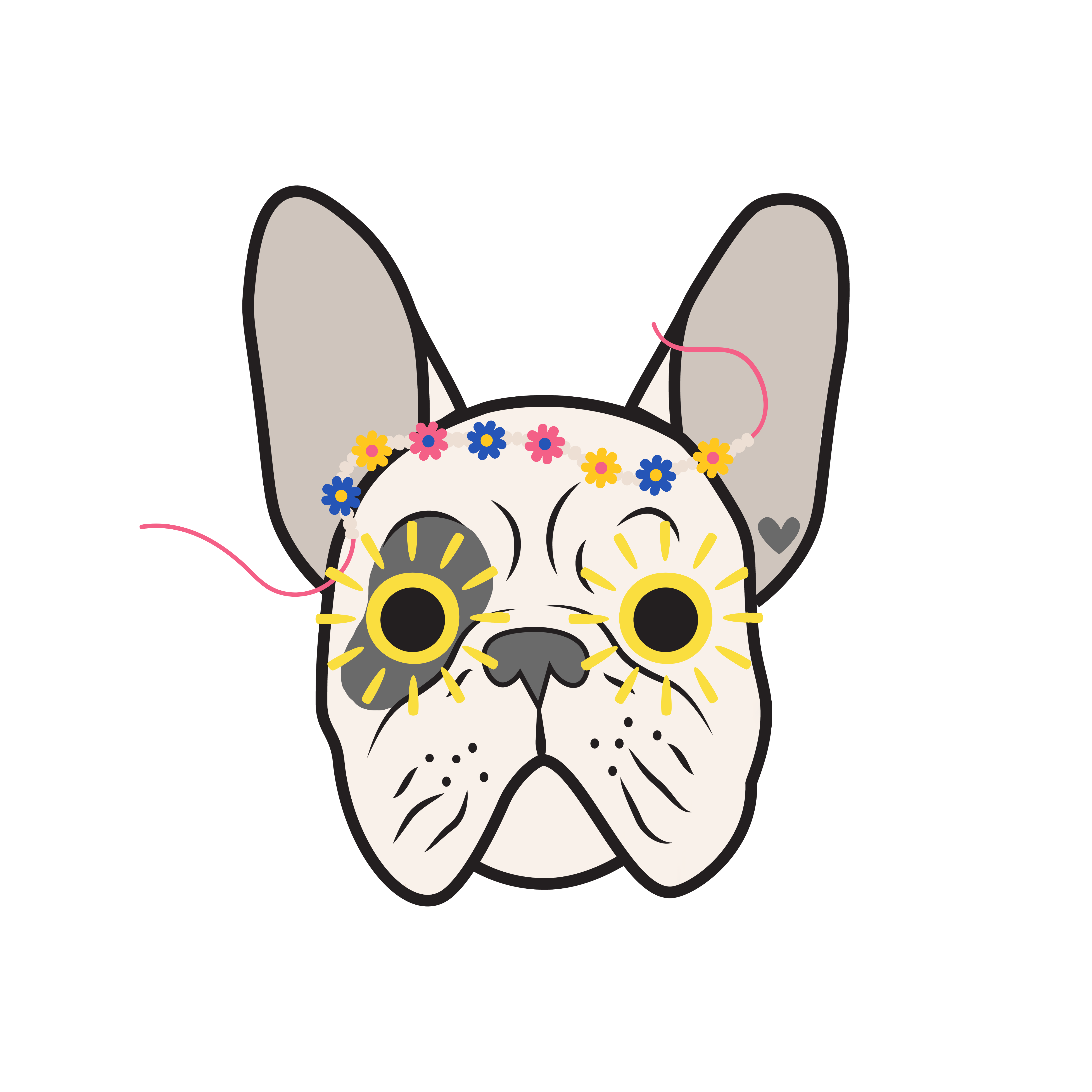 Graphic Design Animals T-Shirt with Cream Flower Power Frenchie product thumbnail image