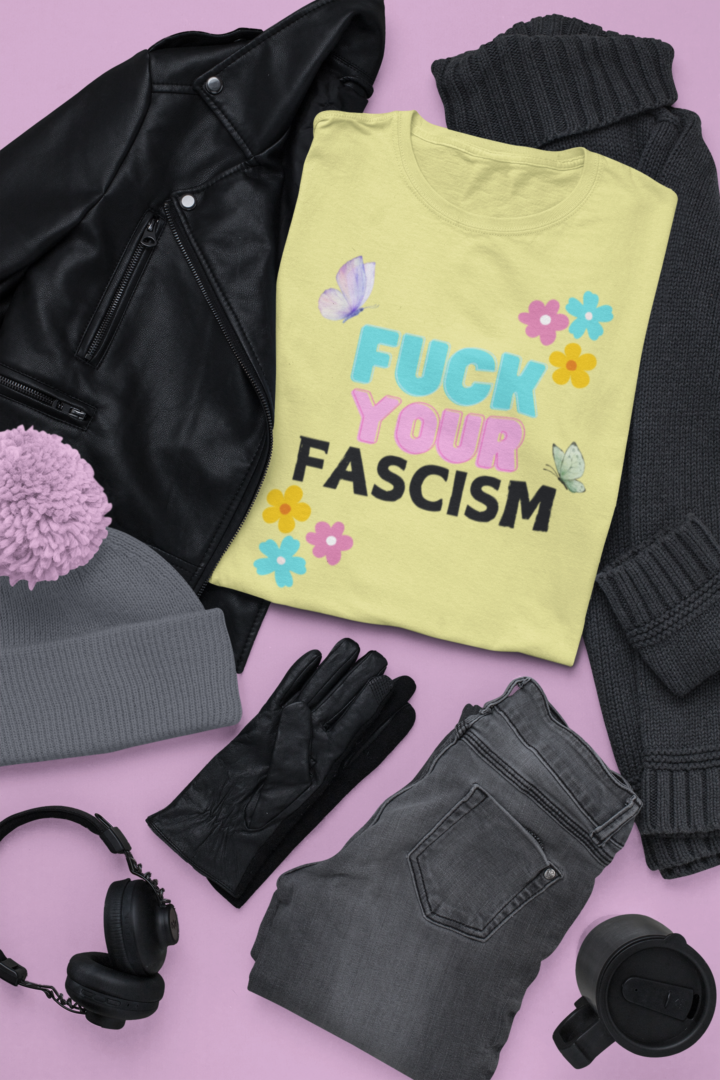 Flower Power Fuck Your Fascism, Activism, Unisex Softstyle T-Shirt product thumbnail image Flower Power Fuck Your Fascism, Activism, Unisex Softstyle T-Shirt product thumbnail image
