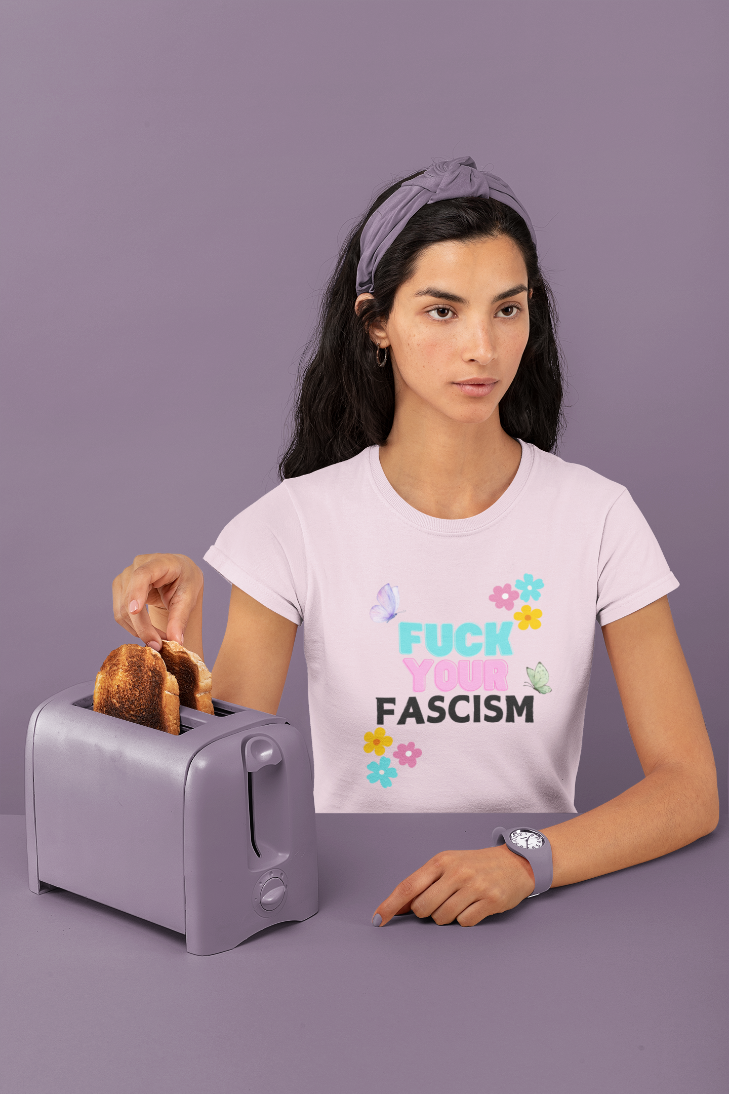 Flower Power Fuck Your Fascism, Activism, Unisex Softstyle T-Shirt product thumbnail image Flower Power Fuck Your Fascism, Activism, Unisex Softstyle T-Shirt product thumbnail image