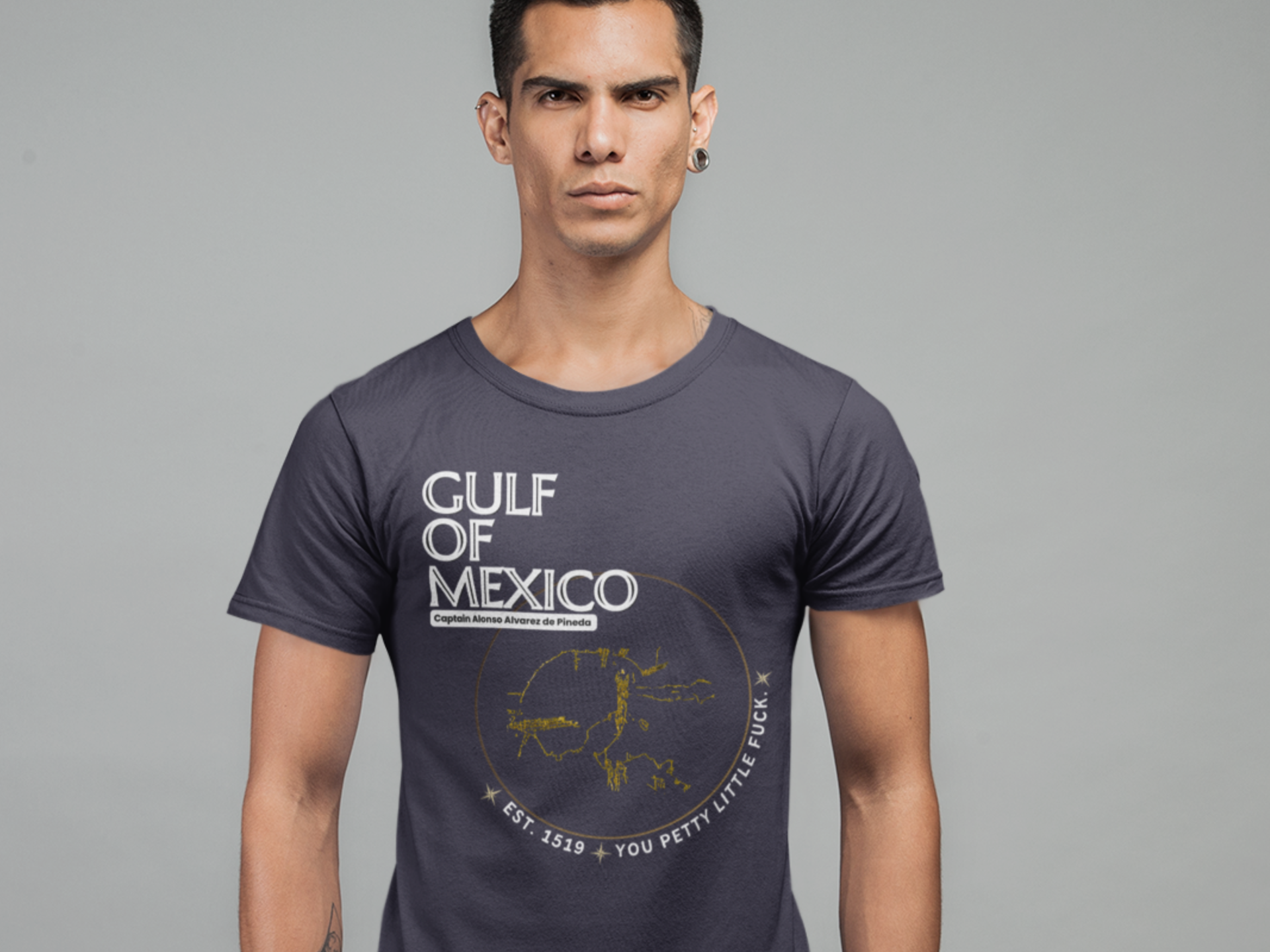 Gulf of Mexico - You Petty Little Fuck - Unisex Cotton Map Tee - Map Inspired T-Shirt product thumbnail image Gulf of Mexico - You Petty Little Fuck - Unisex Cotton Map Tee - Map Inspired T-Shirt product thumbnail image