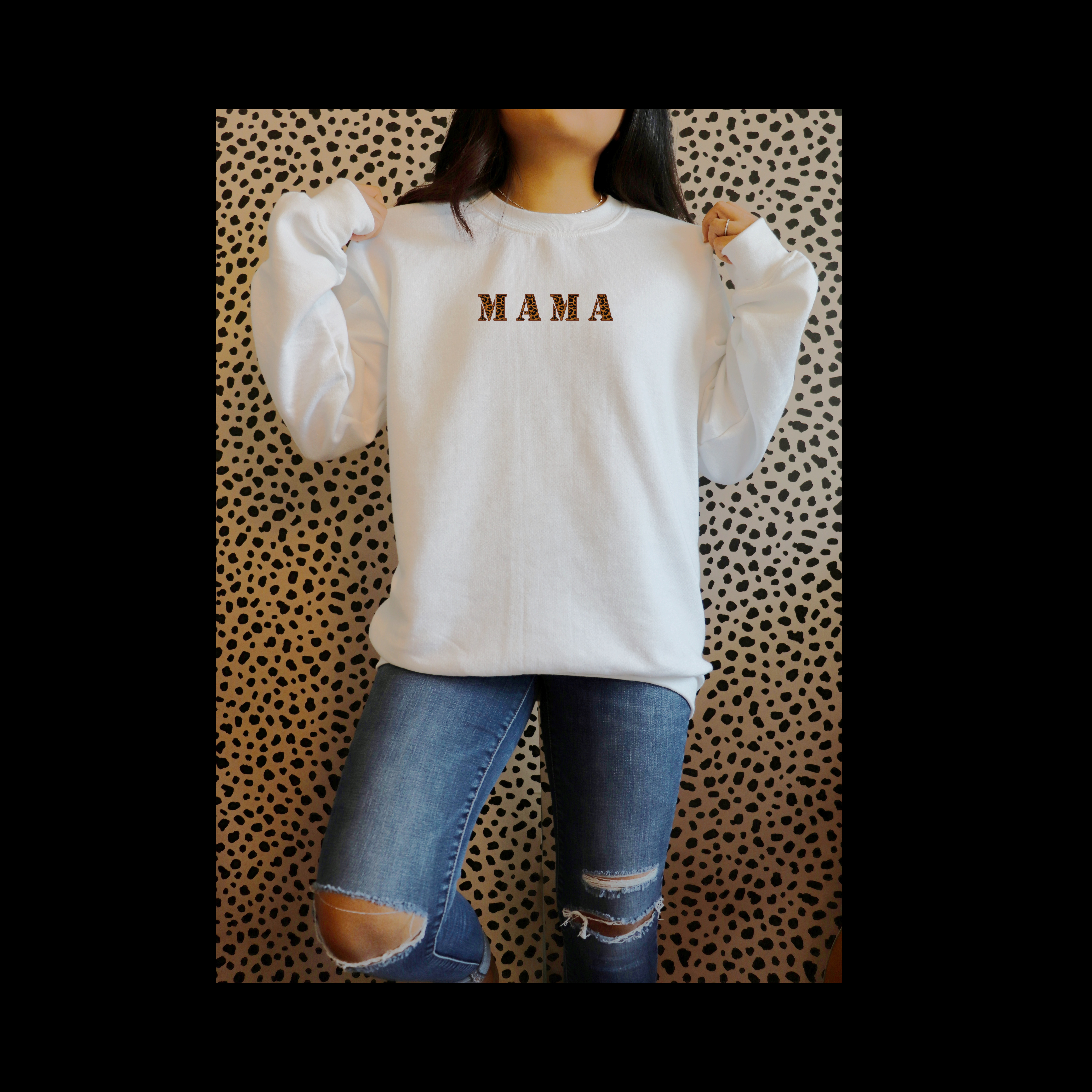 Leopard Mama Crewneck Sweatshirt - Cozy Gift for Moms