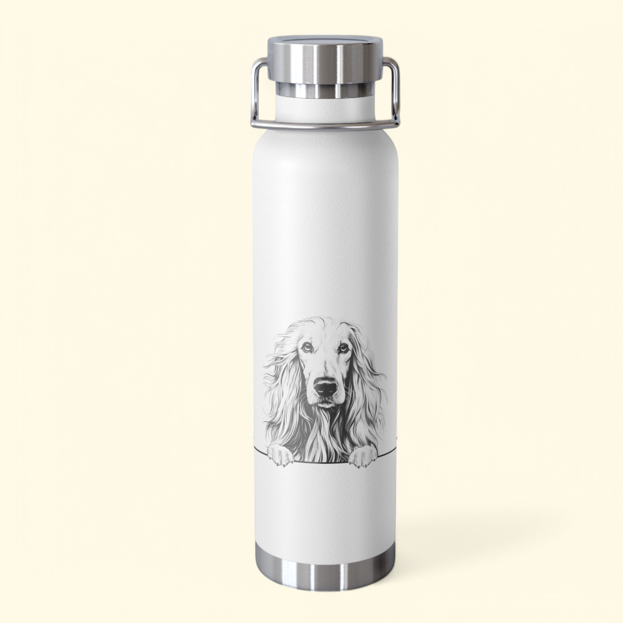 Afghan Hound Copper Water Bottle - 22oz Vacuum Insulated Flask with Adorable Pup Design