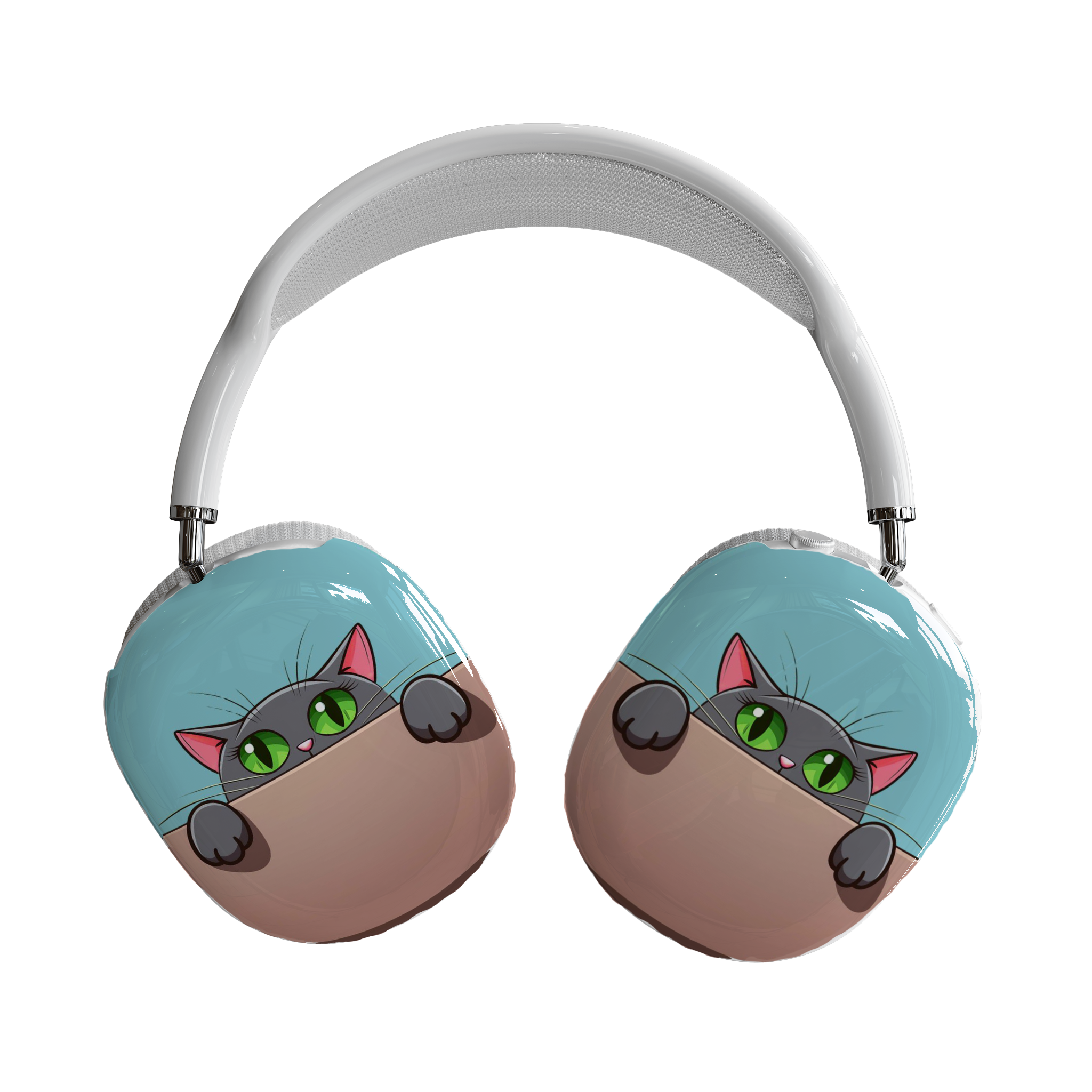 Cute Cat With Sky Blue Background, AirPods Max Shell Case, Cat Lover Gift, Trendy Tech Accessory, Holiday Gift, Fun Earphone Protection