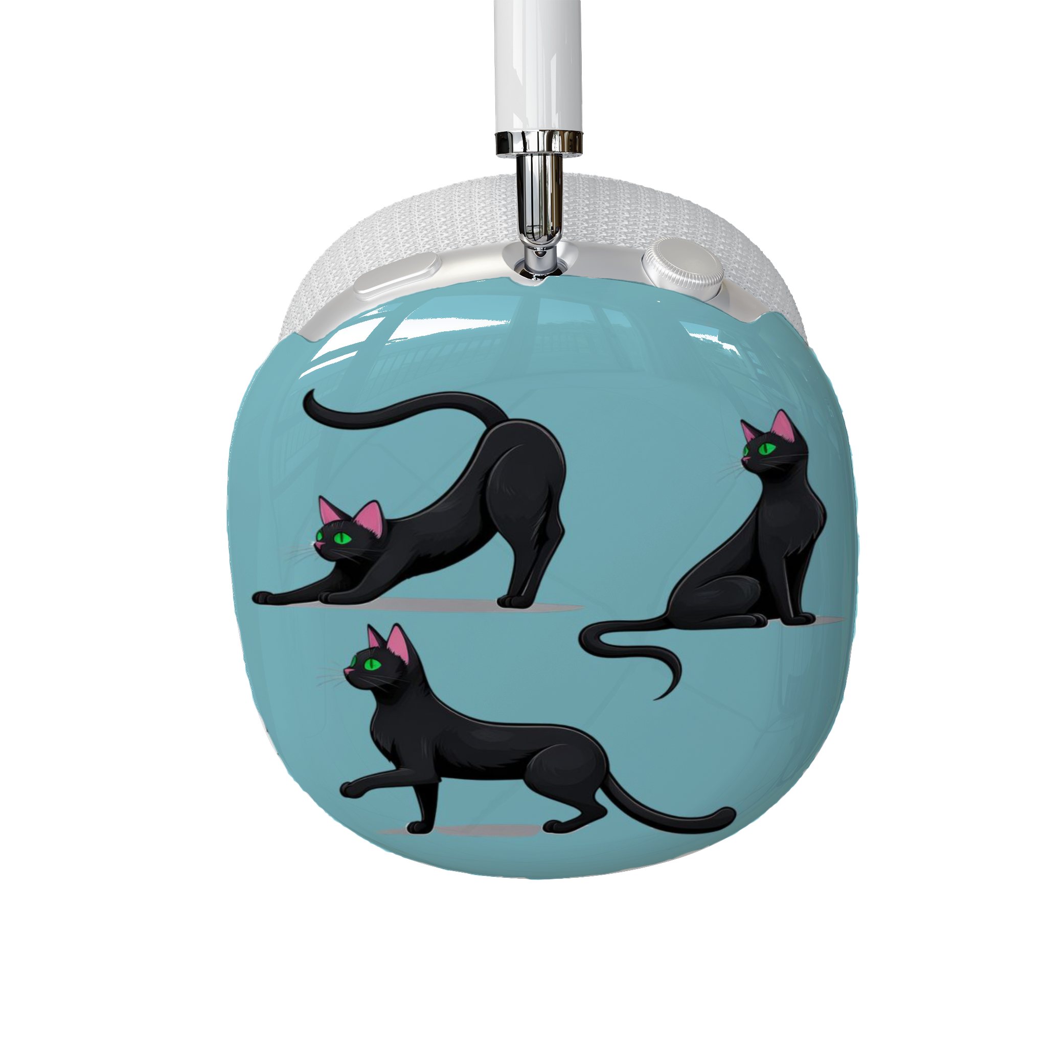 Airpods Max Shell Case, Playful Black Cats on Sky Blue Artwork, Apple Fan Gift, Cute Kitten Design, Be Unique, AirPods Max Cover - Meow Meow product thumbnail image