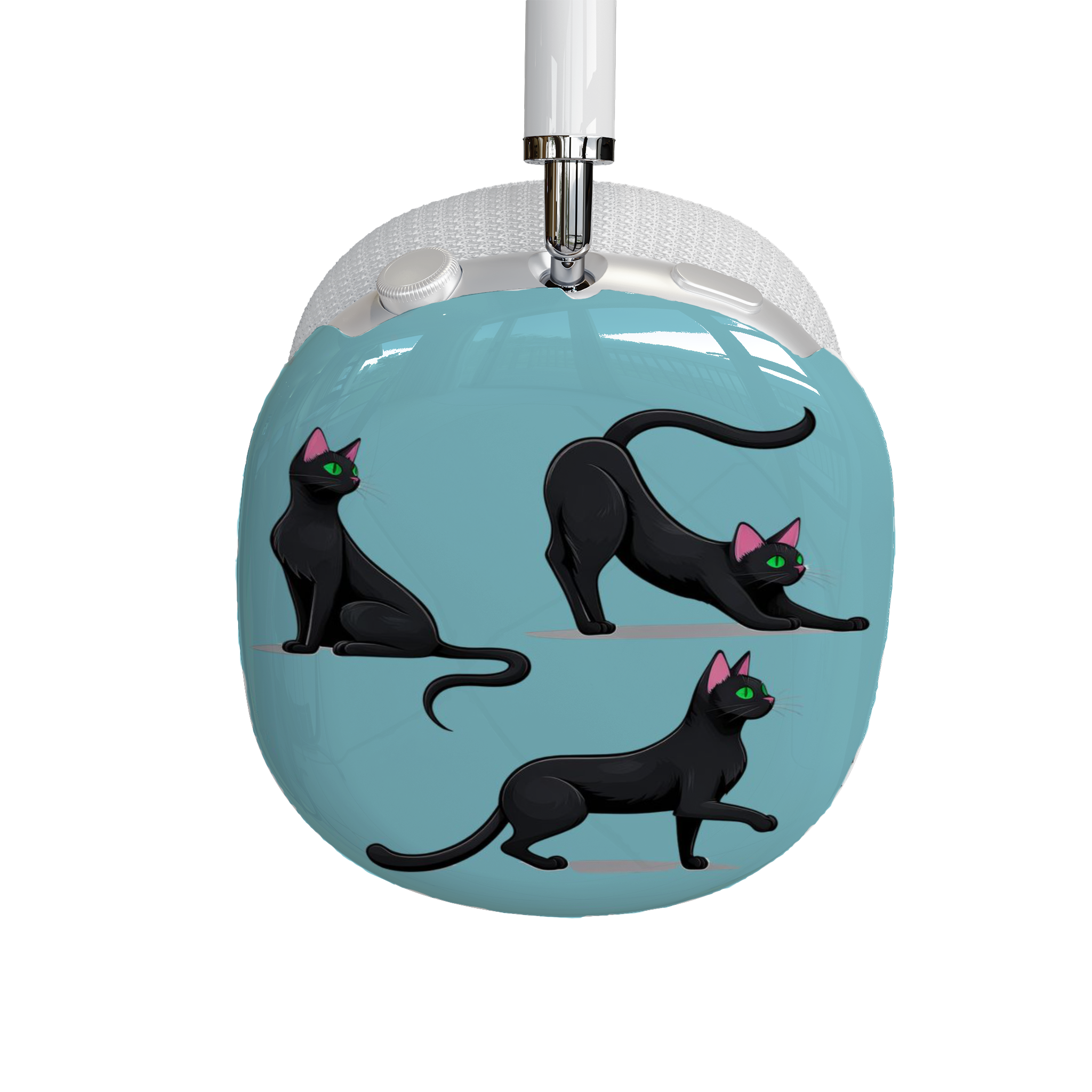Airpods Max Shell Case, Playful Black Cats on Sky Blue Artwork, Apple Fan Gift, Cute Kitten Design, Be Unique, AirPods Max Cover - Meow Meow product thumbnail image