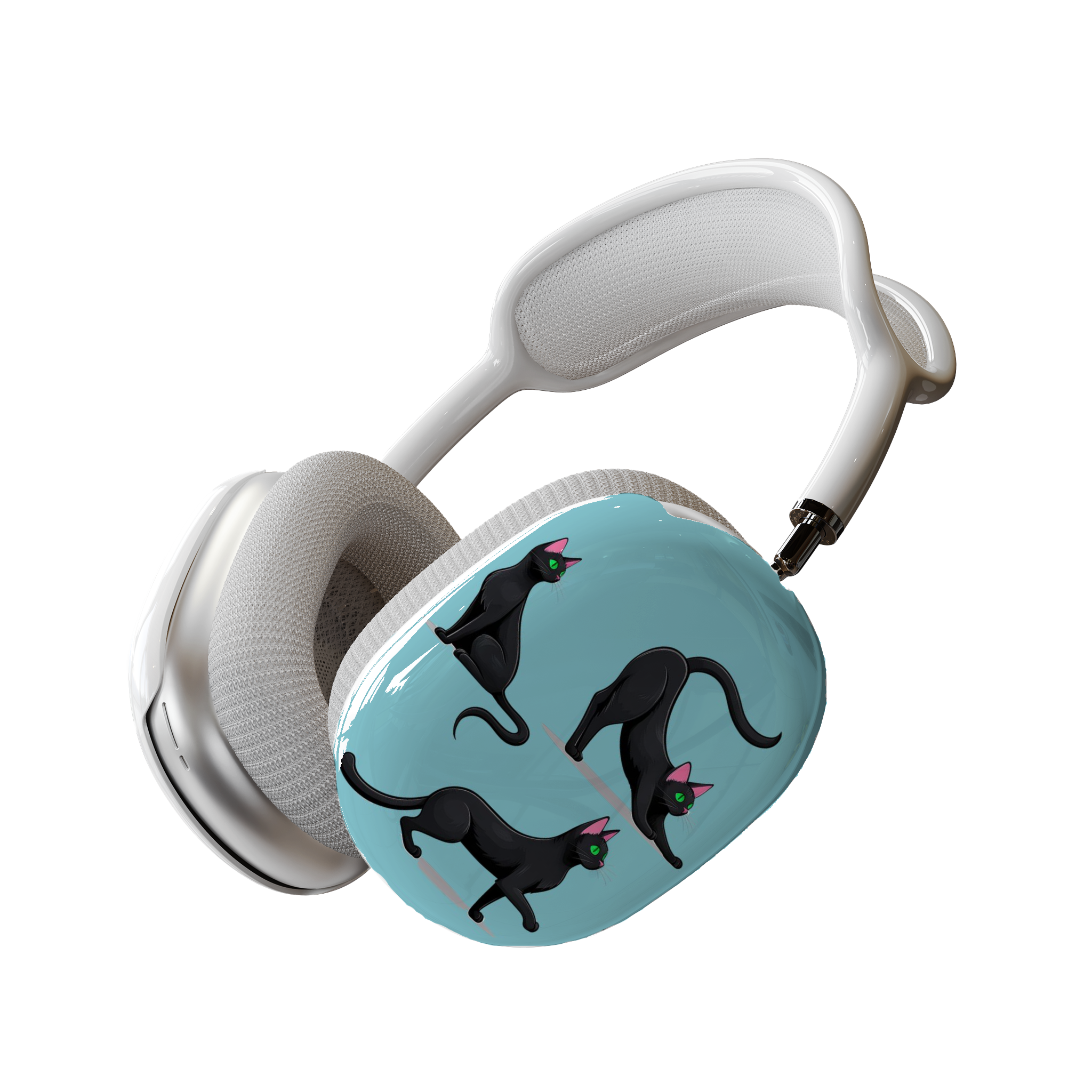Airpods Max Shell Case, Playful Black Cats on Sky Blue Artwork, Apple Fan Gift, Cute Kitten Design, Be Unique, AirPods Max Cover - Meow Meow product thumbnail image