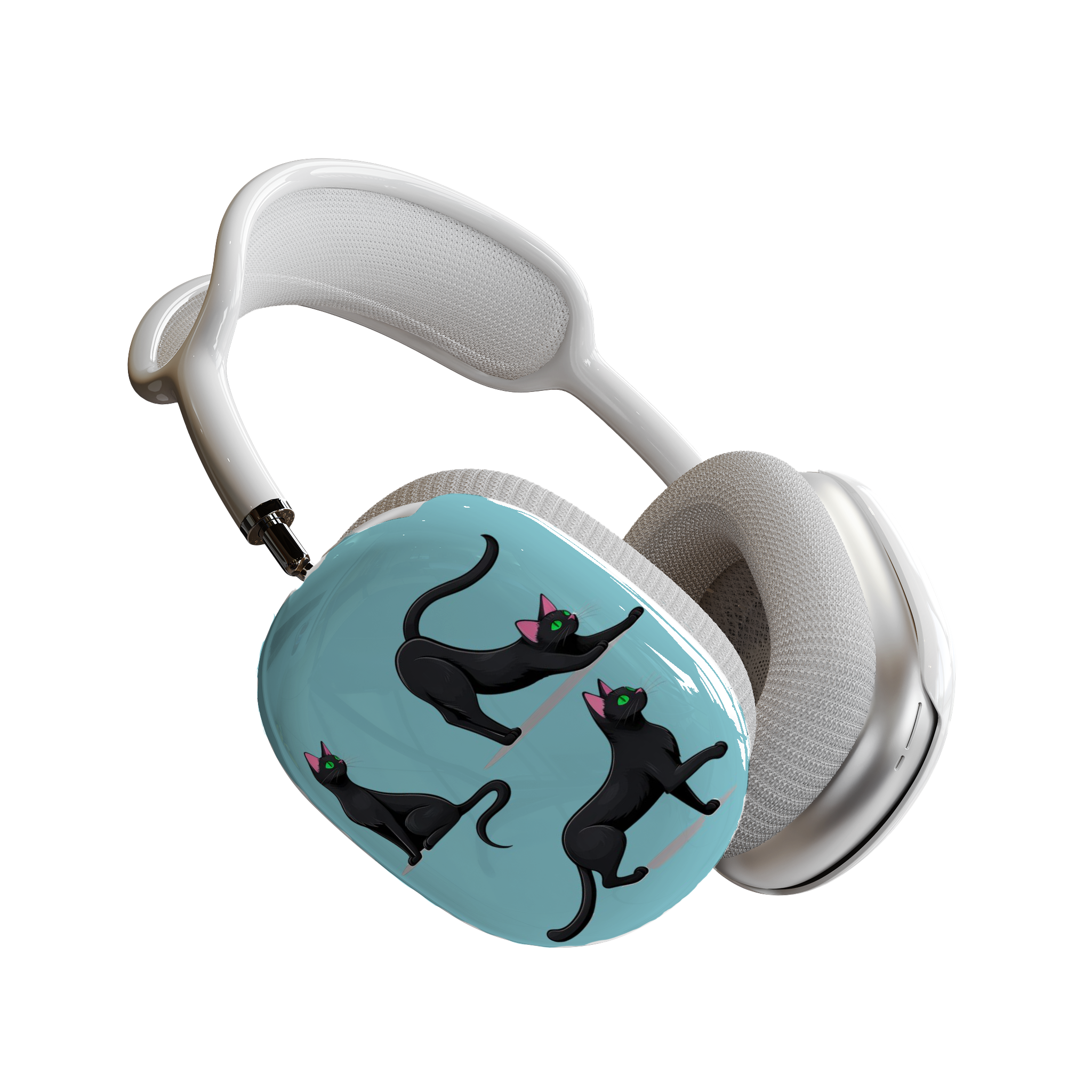 Airpods Max Shell Case, Playful Black Cats on Sky Blue Artwork, Apple Fan Gift, Cute Kitten Design, Be Unique, AirPods Max Cover - Meow Meow product thumbnail image