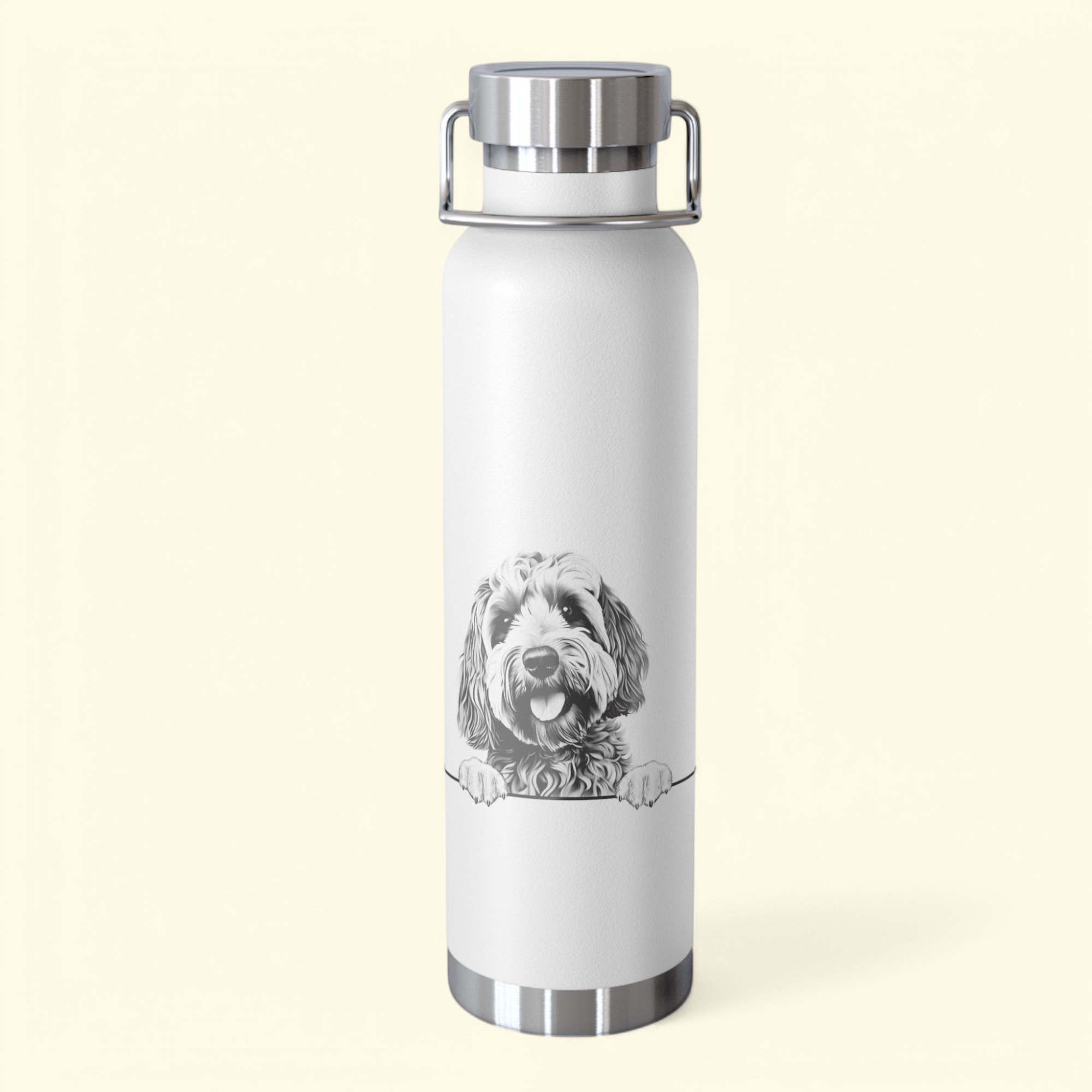 Cockapoo Copper Water Bottle - 22oz Vacuum Insulated Flask with Adorable Pup Design