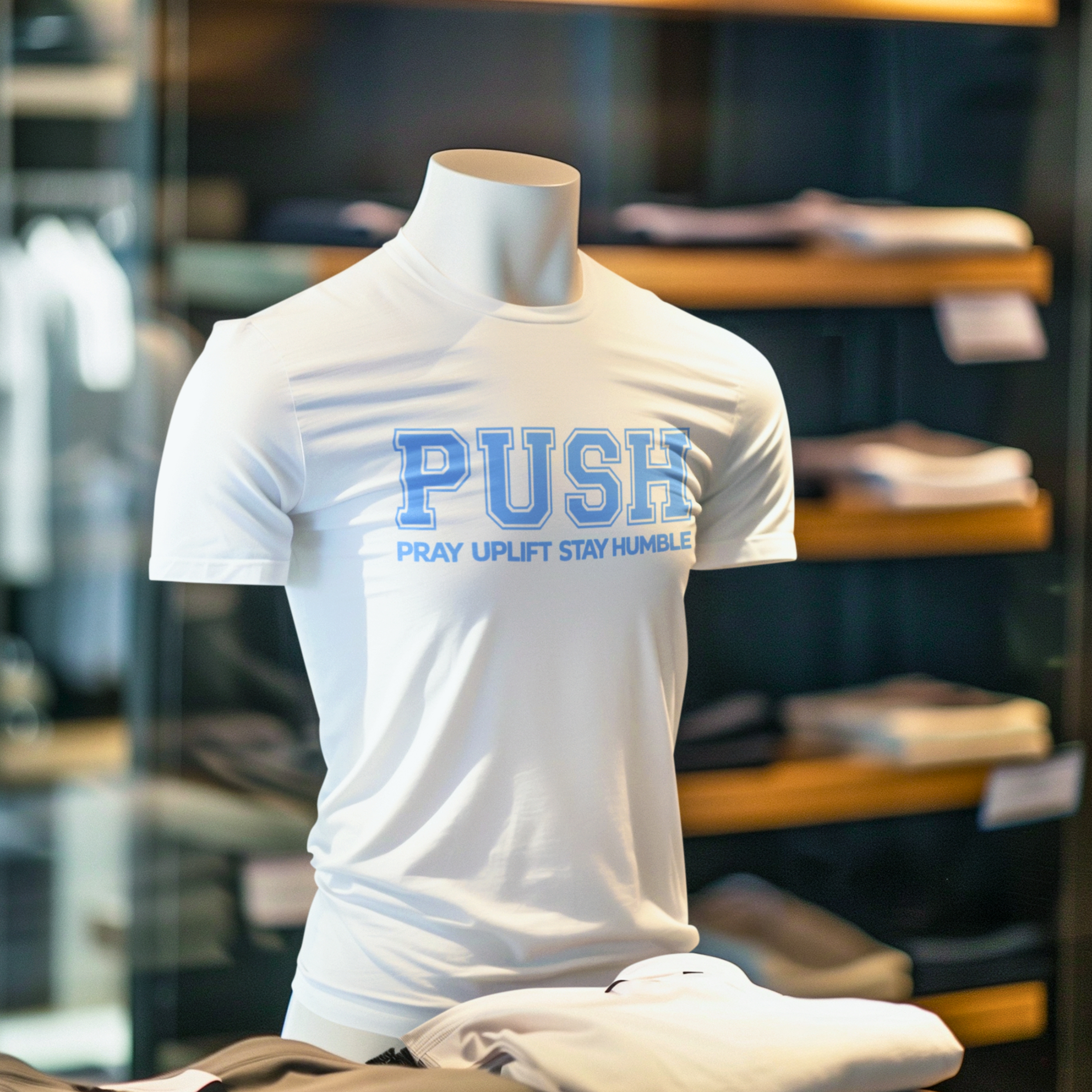 Unisex Softstyle Carolina Blue/ White PUSH T-Shirt product thumbnail image Unisex Softstyle Carolina Blue/ White PUSH T-Shirt product thumbnail image