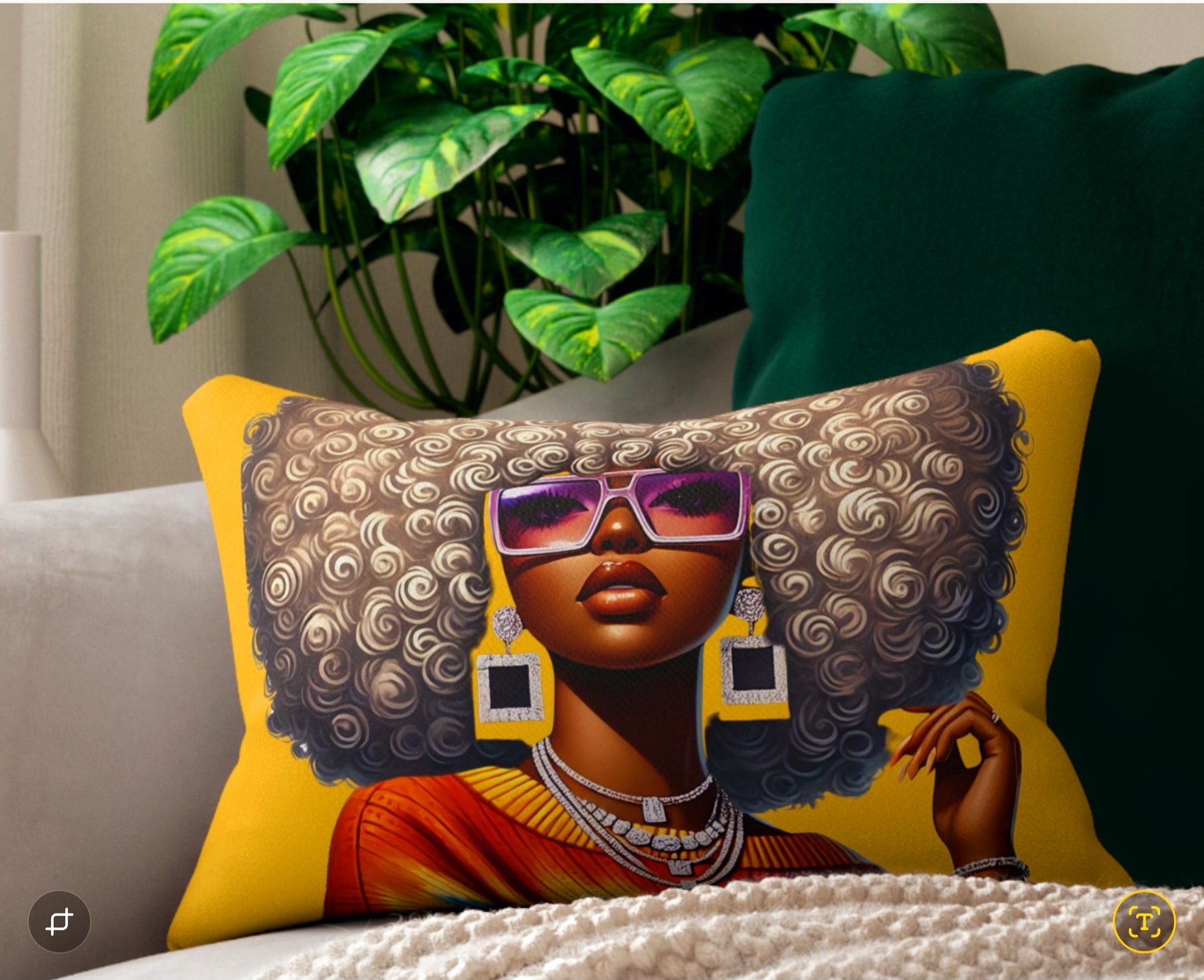 Afro Chic Luxe Pillow (Yellow)
