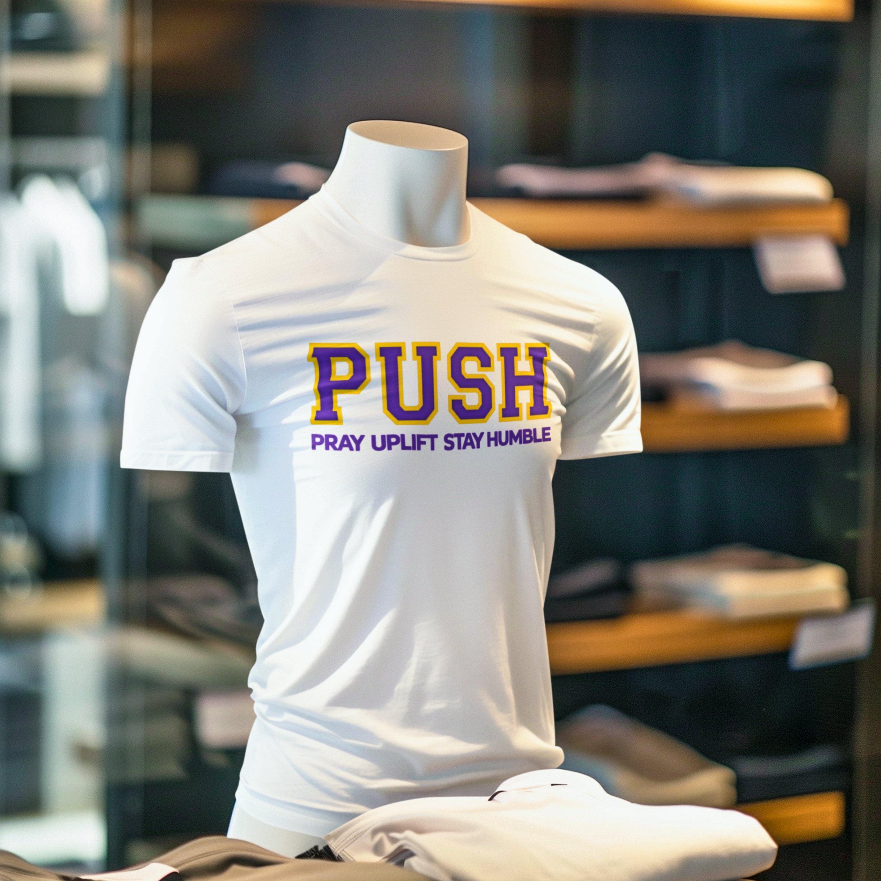 Unisex Softstyle LA Edition White/Purple/Gold PUSH T-Shirt product thumbnail image Unisex Softstyle LA Edition White/Purple/Gold PUSH T-Shirt product thumbnail image