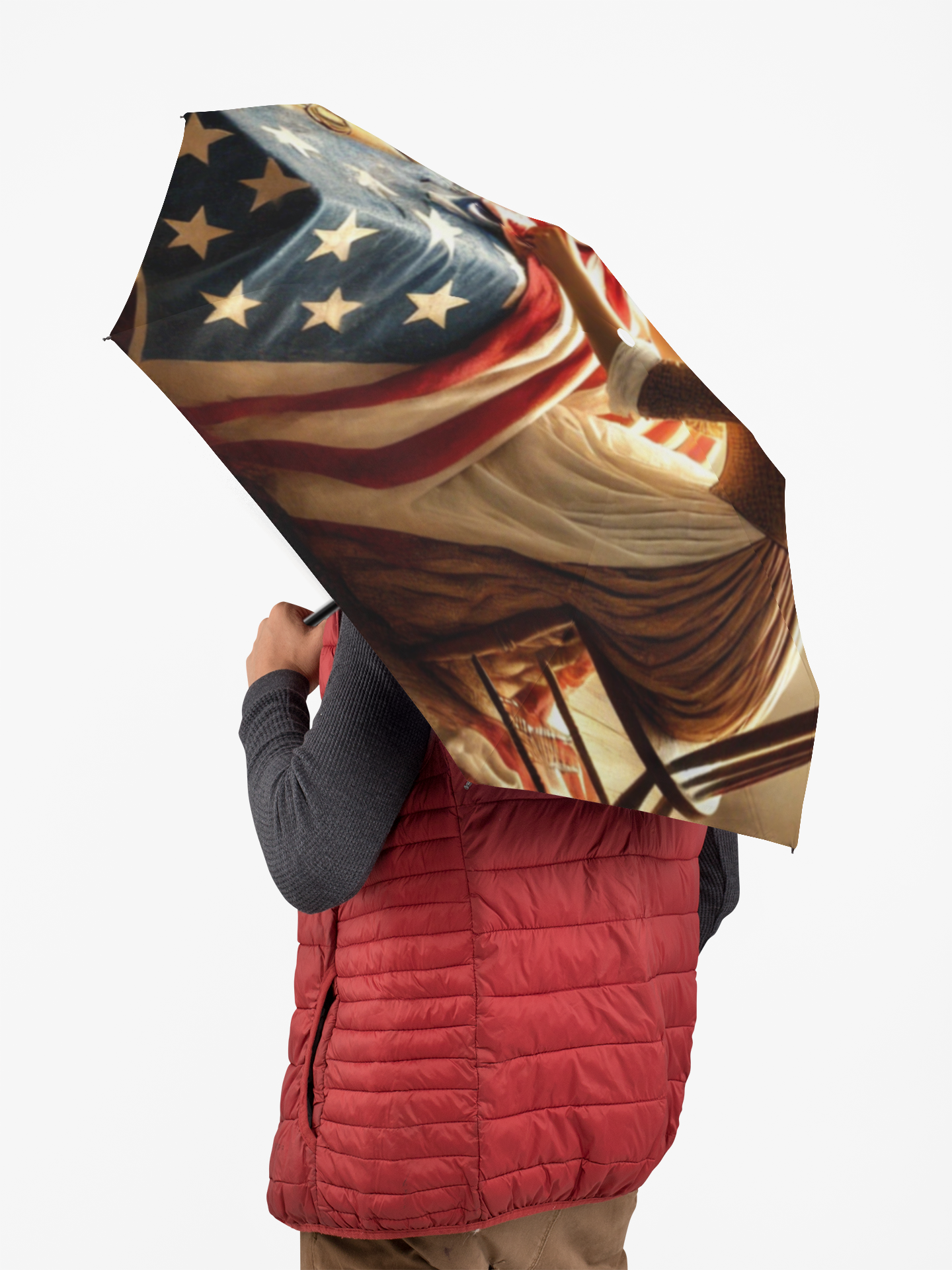 Heritage Design Semi-Automatic Foldable Umbrella - Patriotic betsy Ross Sewing Scene product thumbnail image Heritage Design Semi-Automatic Foldable Umbrella - Patriotic betsy Ross Sewing Scene product thumbnail image