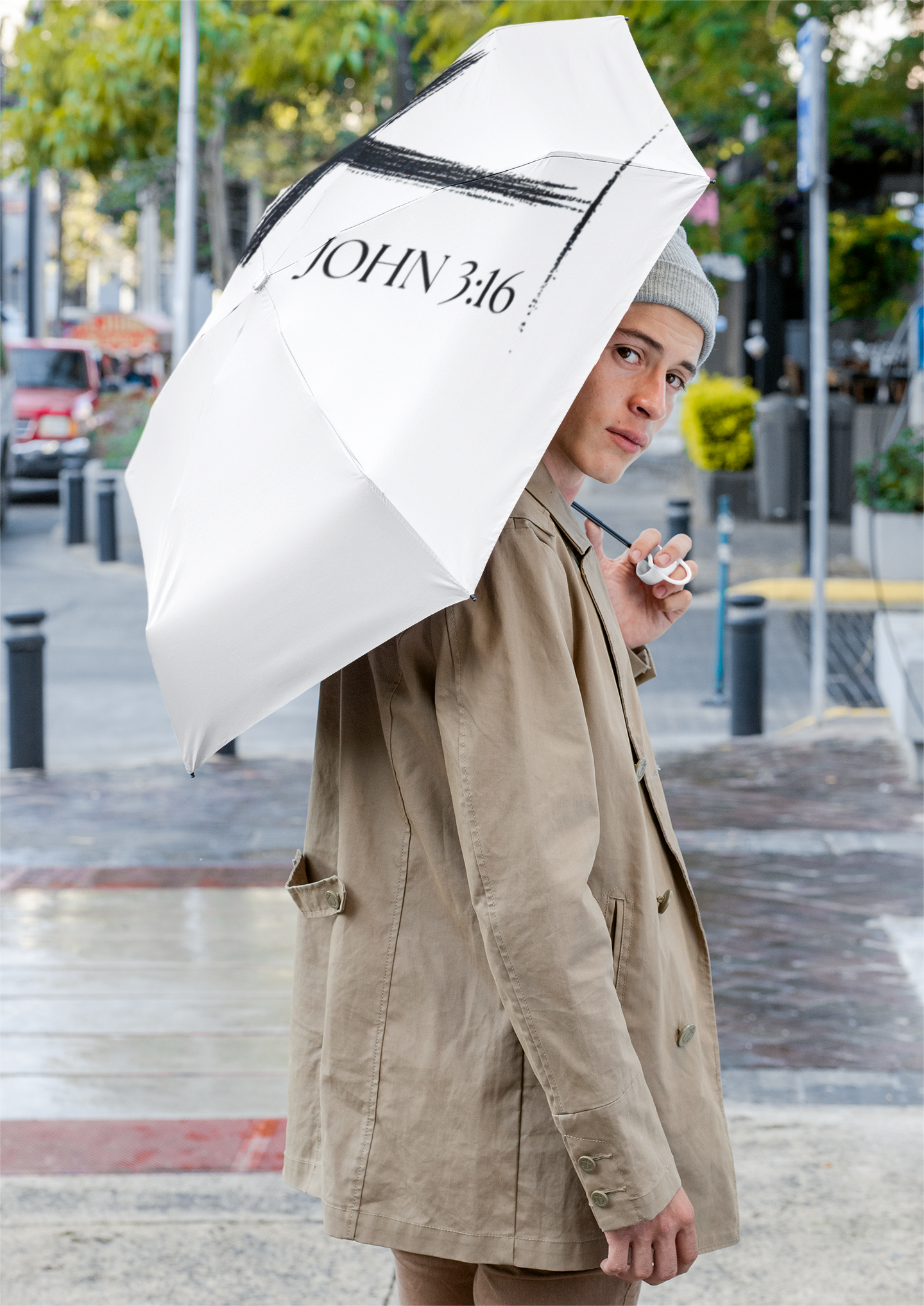 Inspirational Foldable Umbrella with Cross &amp; John 3:16 product thumbnail image