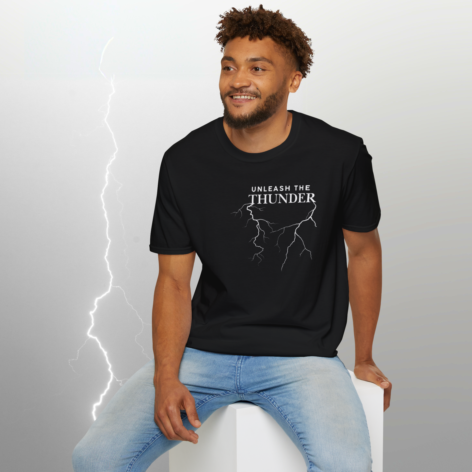 Unleash the Thunder Unisex T-Shirt – Bold Lightning Graphic Tee for Strength, Power &amp; Energy | Motivational Storm Design product thumbnail image