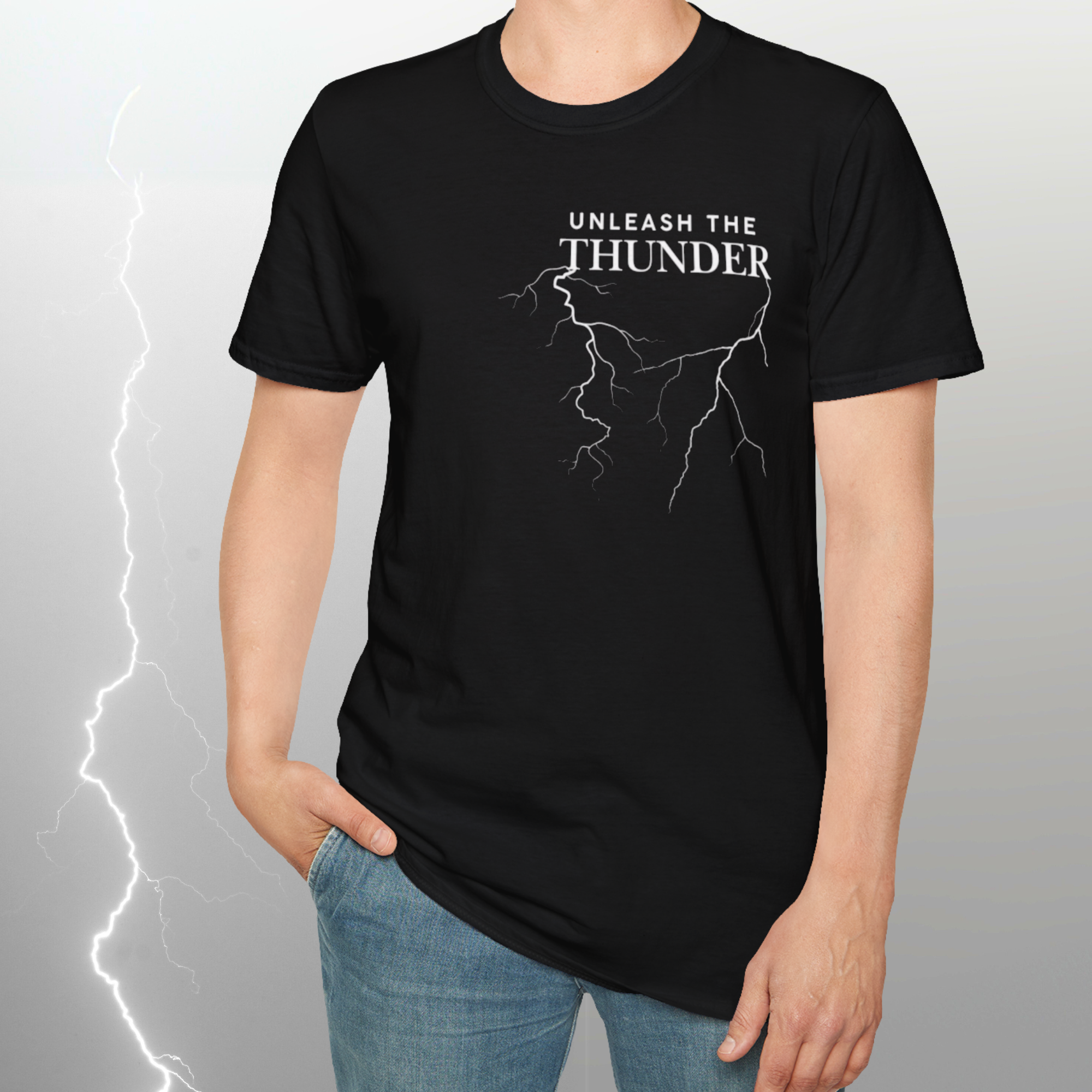 Unleash the Thunder Unisex T-Shirt – Bold Lightning Graphic Tee for Strength, Power & Energy | Motivational Storm Design product thumbnail image Unleash the Thunder Unisex T-Shirt – Bold Lightning Graphic Tee for Strength, Power & Energy | Motivational Storm Design product thumbnail image