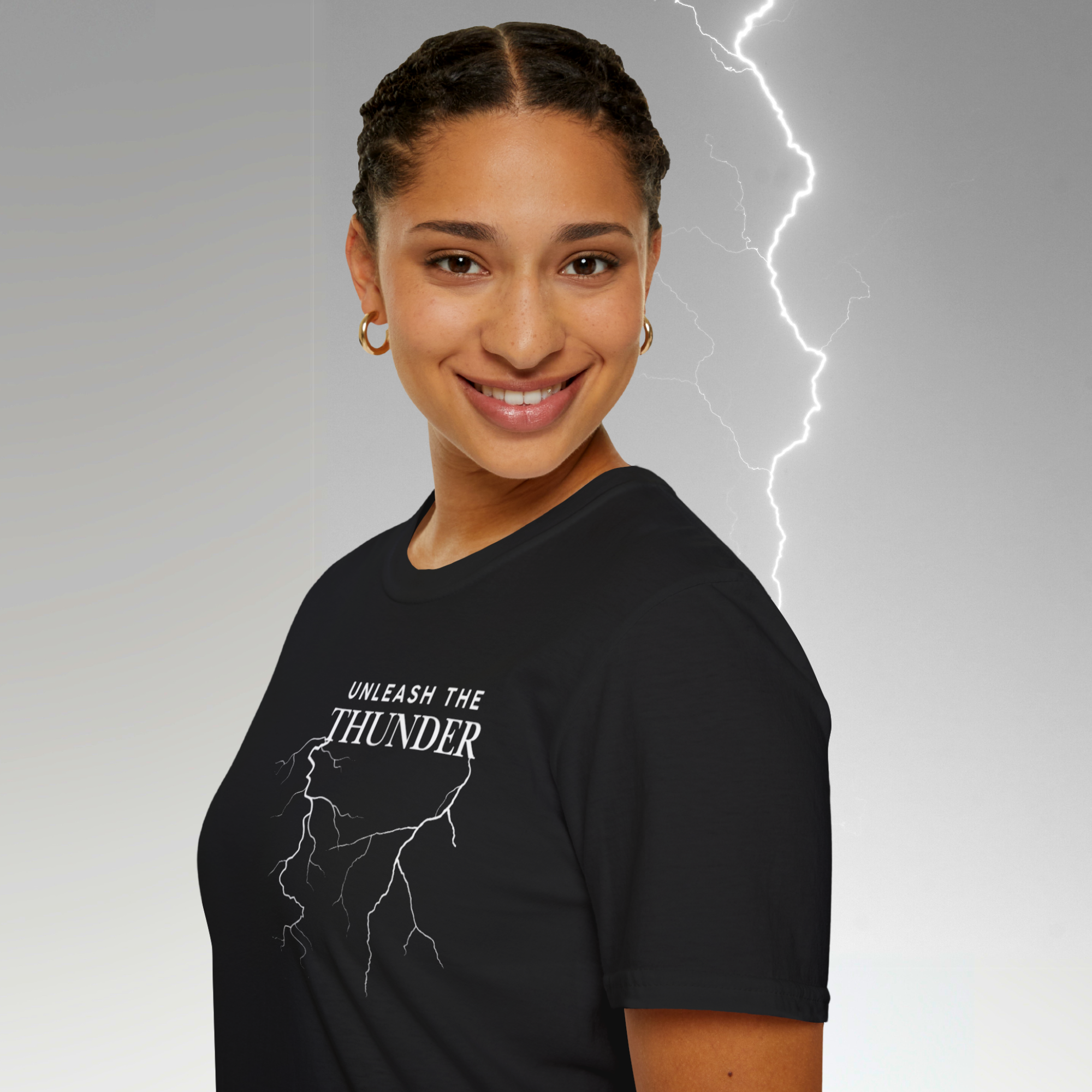 Unleash the Thunder Unisex T-Shirt – Bold Lightning Graphic Tee for Strength, Power & Energy | Motivational Storm Design product thumbnail image Unleash the Thunder Unisex T-Shirt – Bold Lightning Graphic Tee for Strength, Power & Energy | Motivational Storm Design product thumbnail image