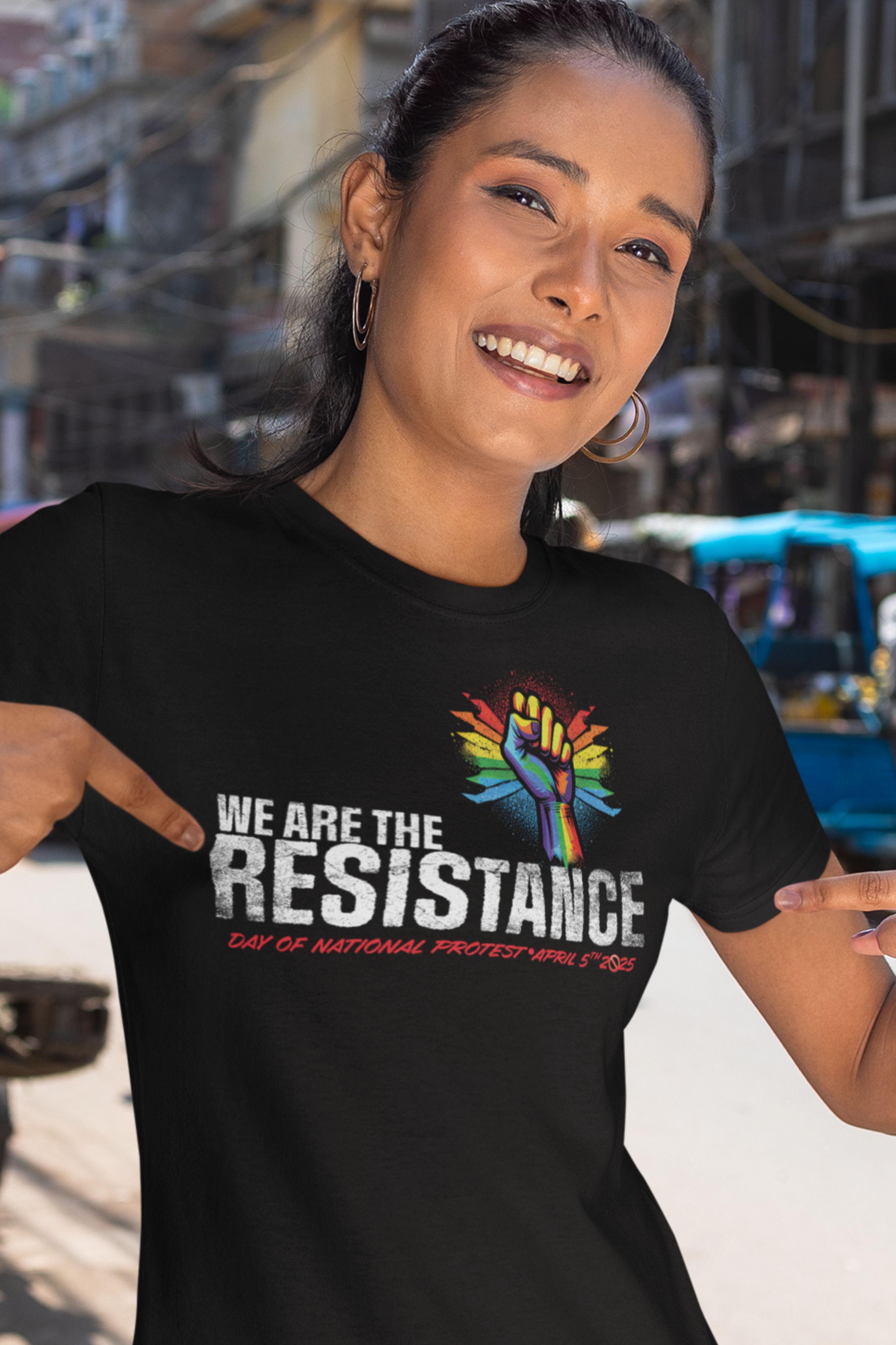 April 5 National Protest Day | We Are The Resistance | Womens Cut Softstyle Graphic T-Shirt is support of LGBTQ+ Community