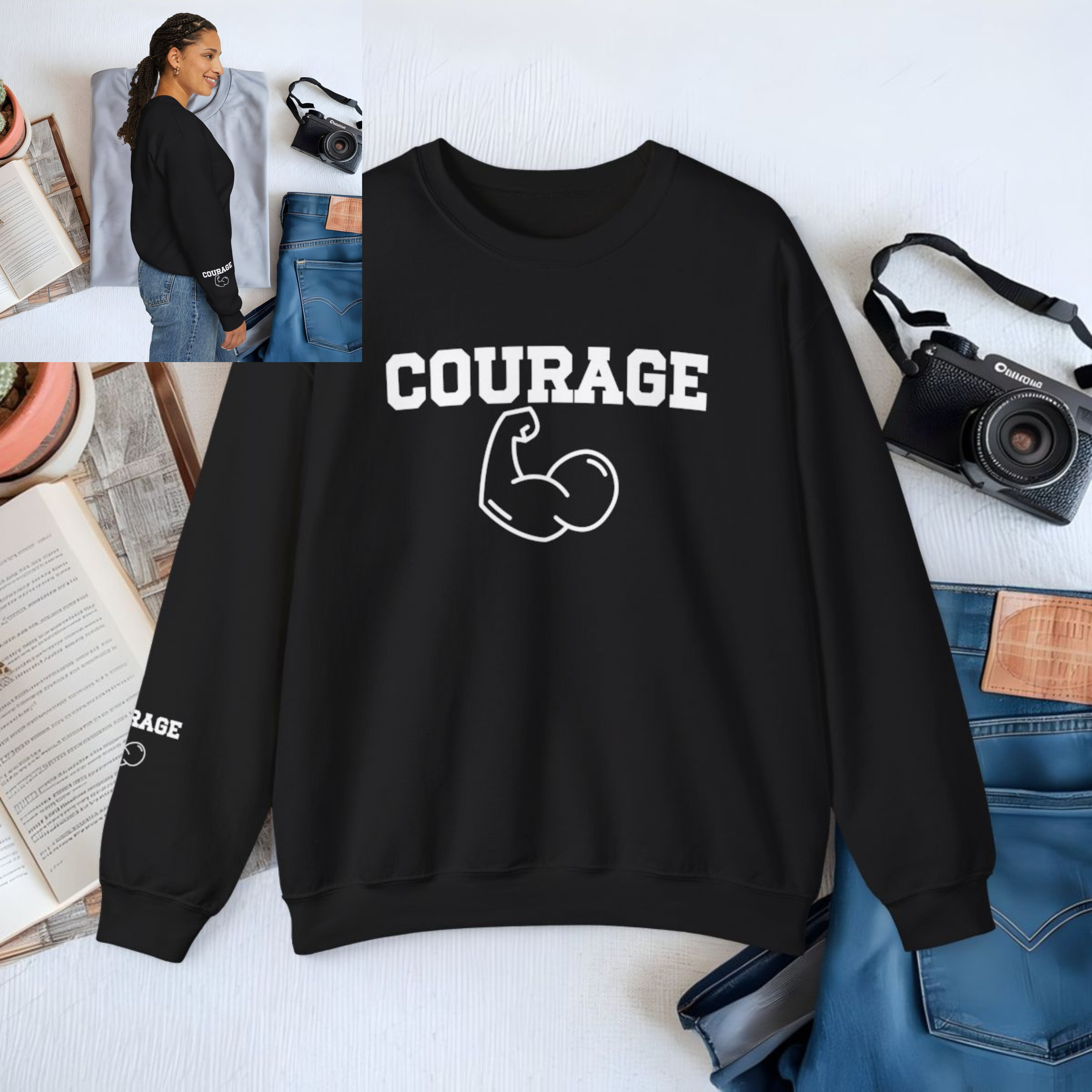 Crewneck Sweatshirt - Courage Motivational Message product thumbnail image