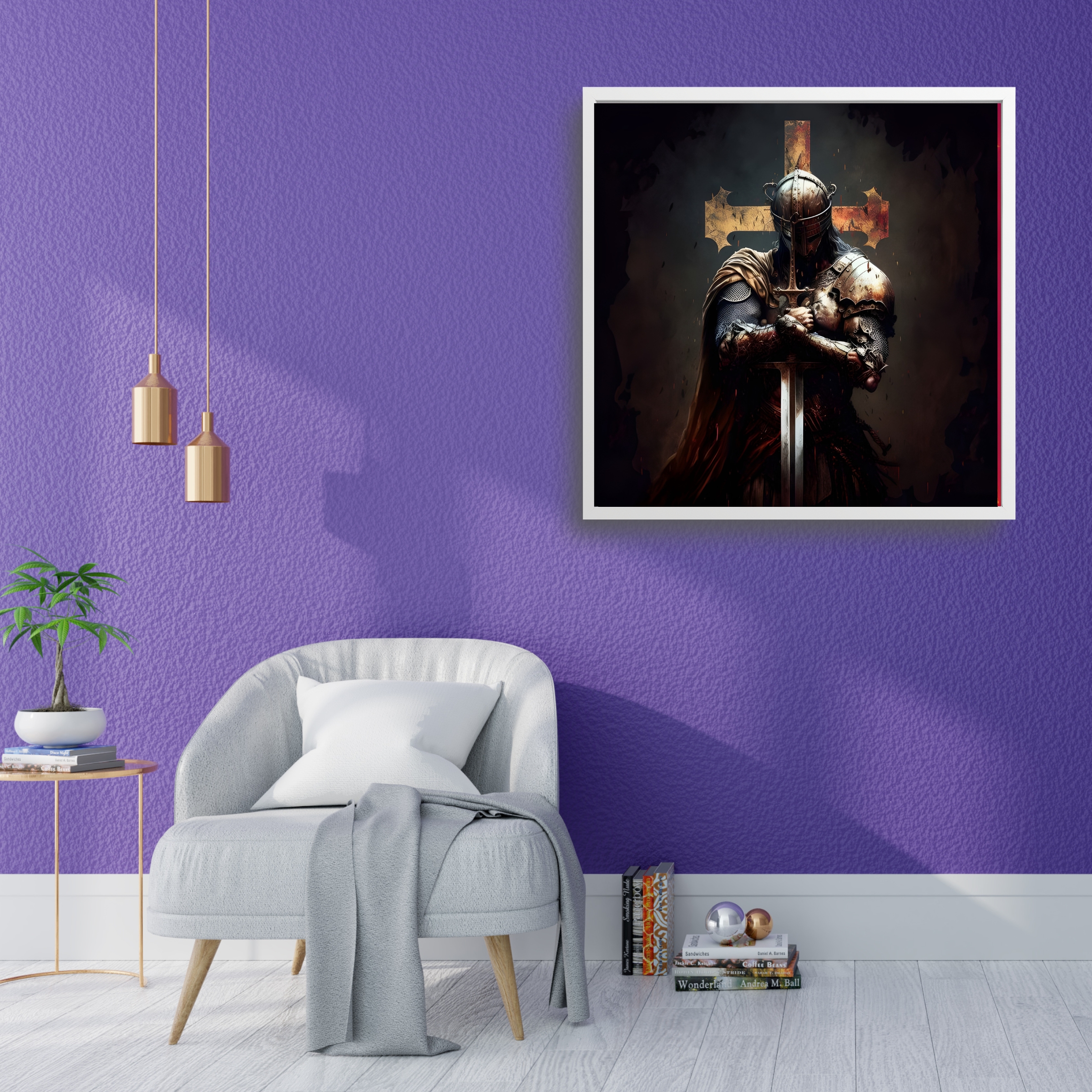Templar Medieval Warrior in Prayer Paper Poster