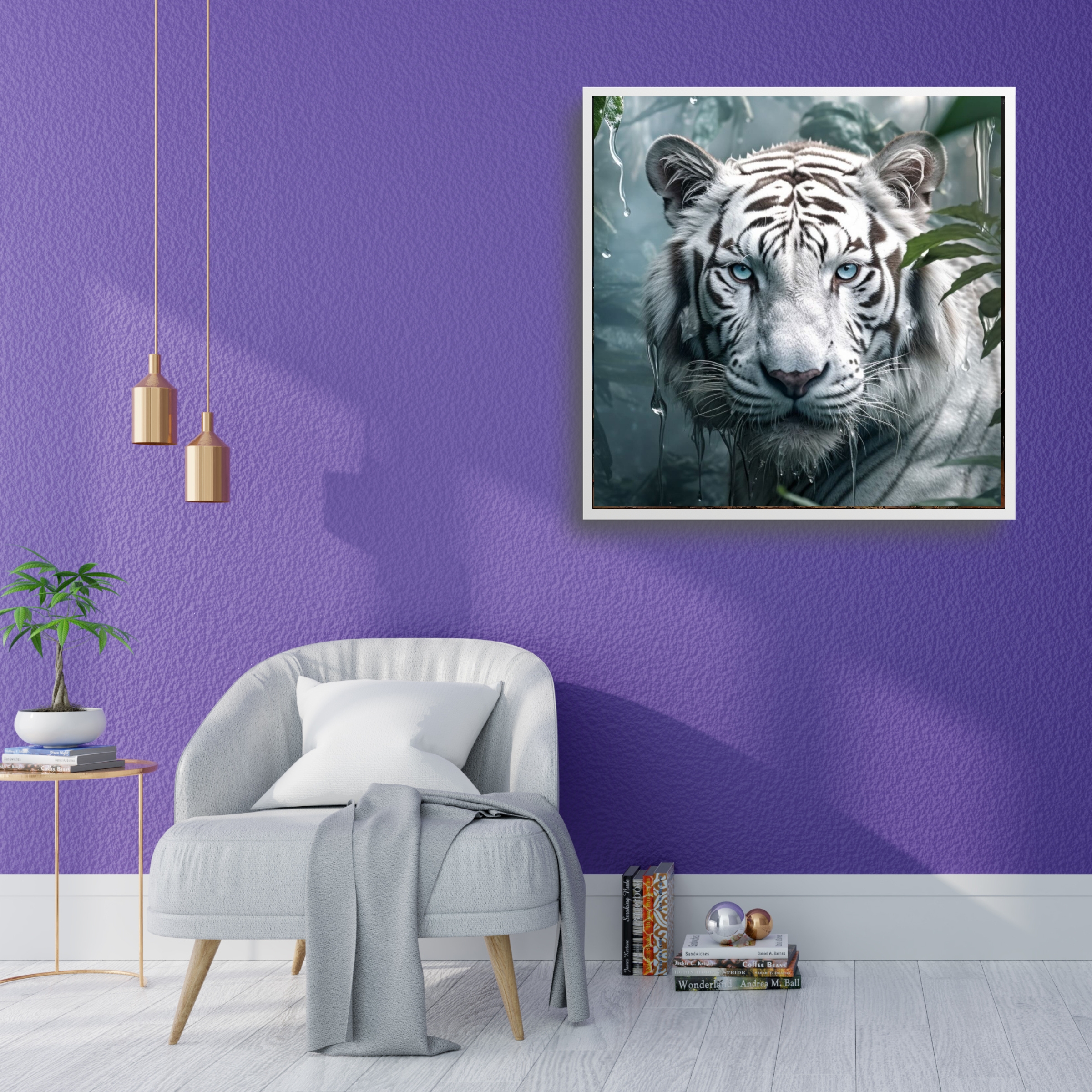 White Jungle Tiger Square Paper Poster 