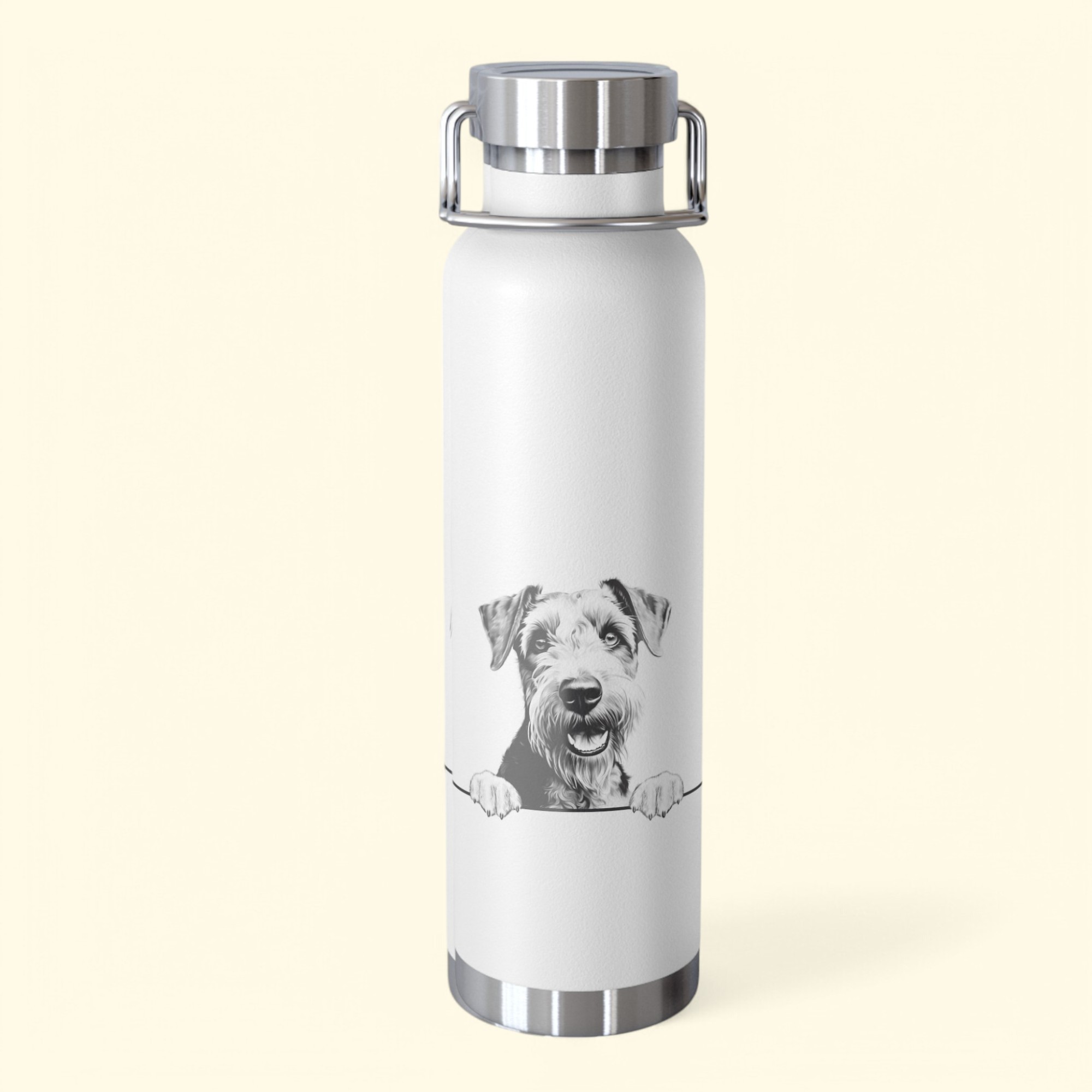 Airedale Terrier Copper Water Bottle - 22oz Vacuum Insulated Flask with Adorable Pup Design