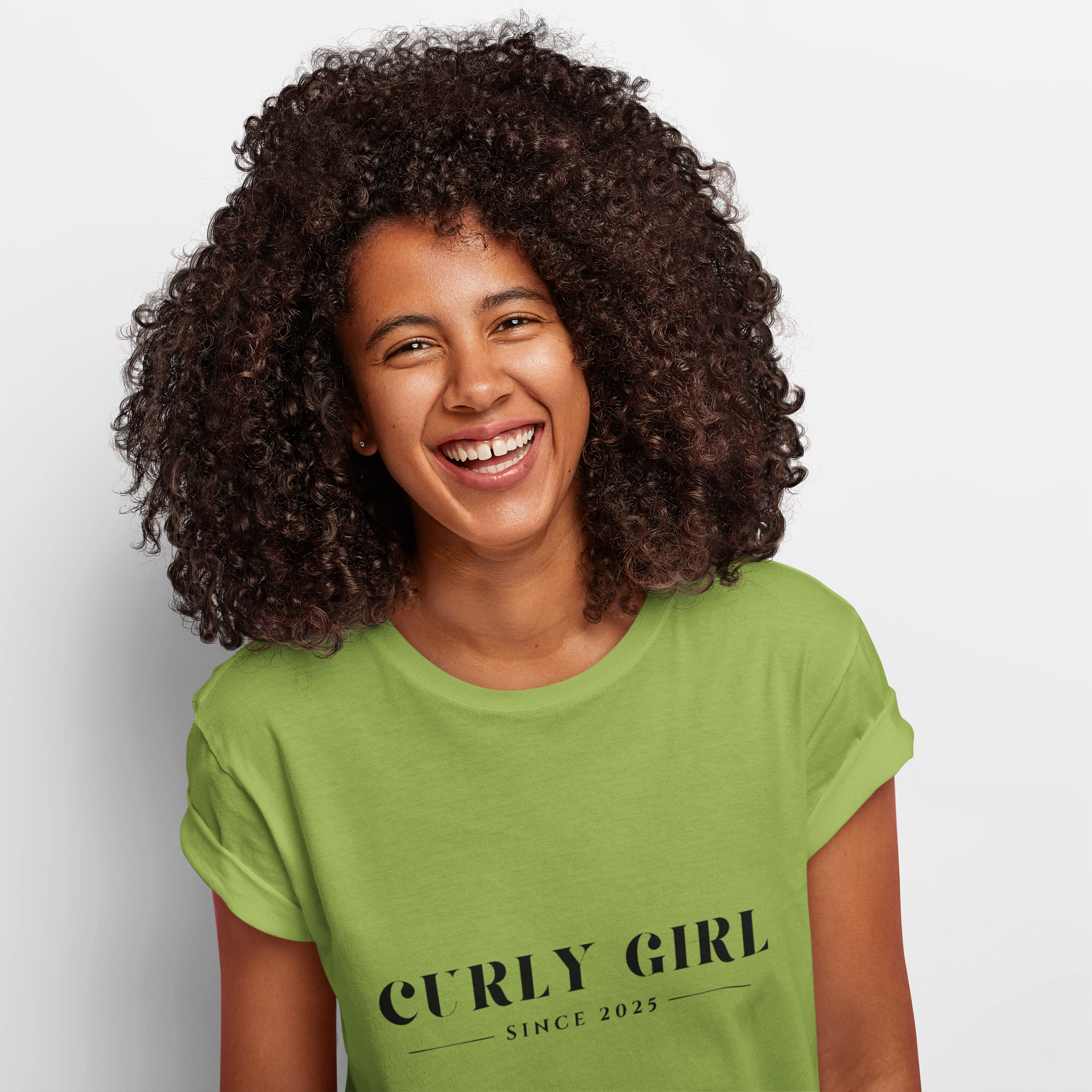 "Curly Girl Since 2025" For All Hair Types Funny Graphic Mood T-Shirt product thumbnail image