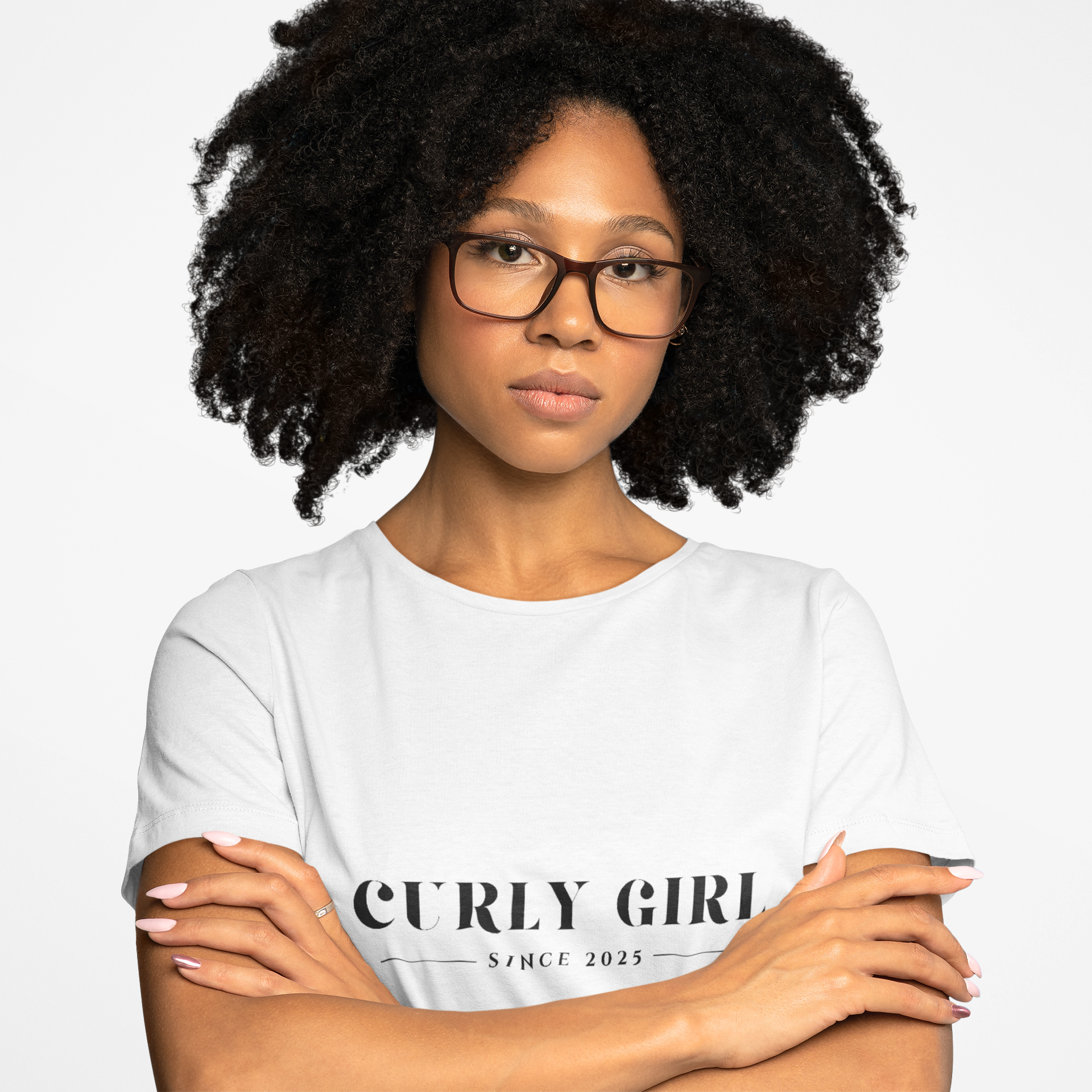 "Curly Girl Since 2025" For All Hair Types Funny Graphic Mood T-Shirt product thumbnail image