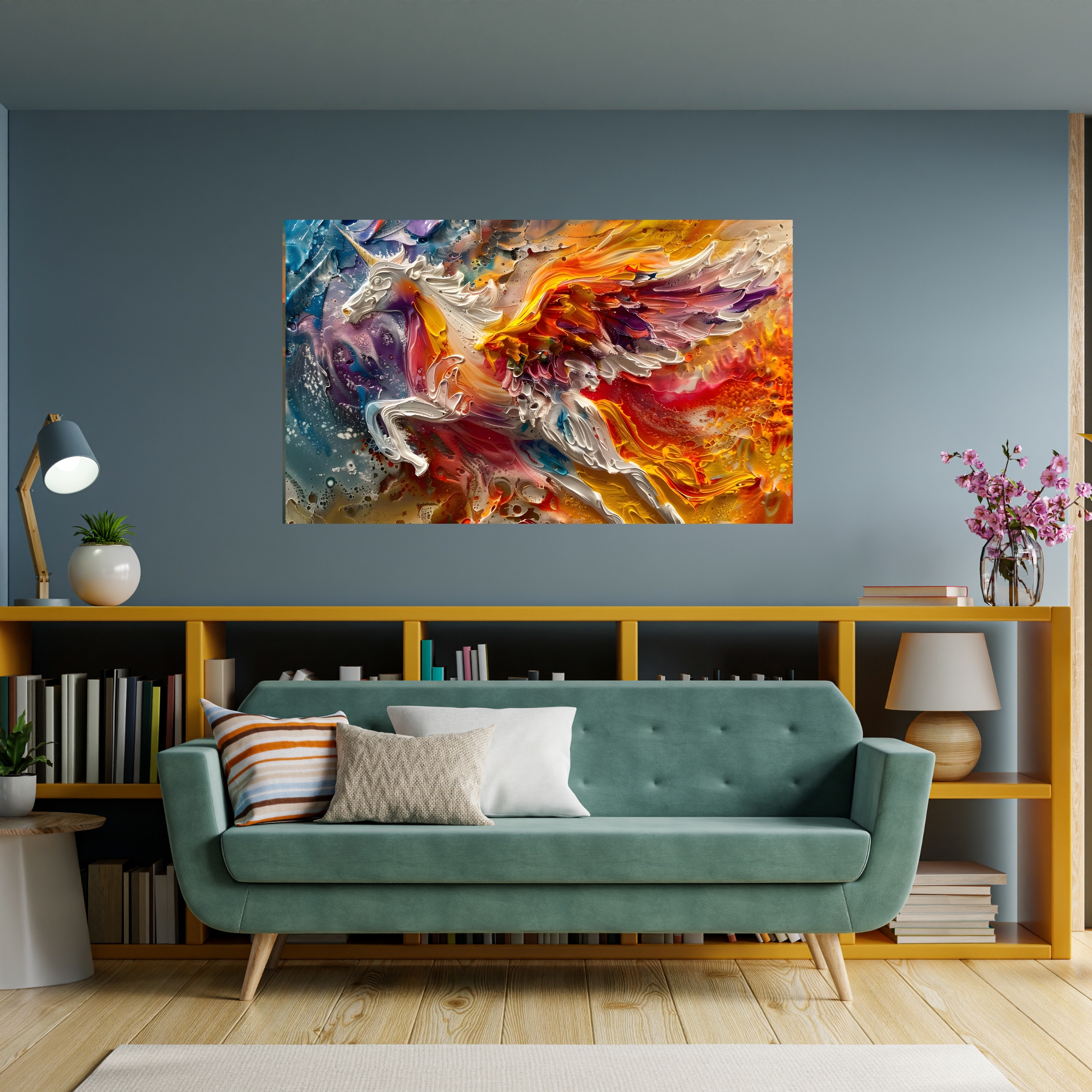 Flying Unicorn Oil Painting Horizontal Matte Poster Flying Unicorn Oil Painting Horizontal Matte Poster