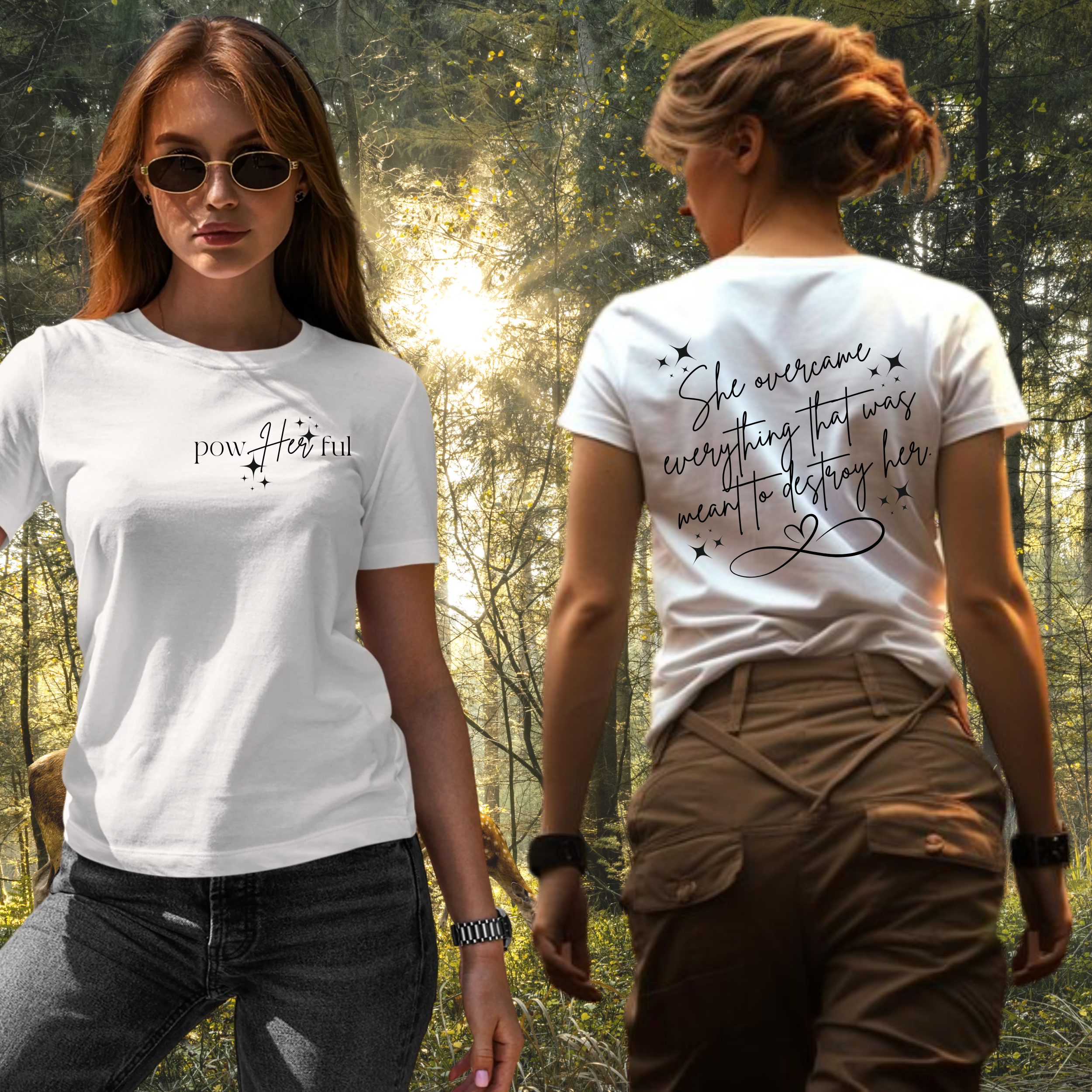Empowering Quote Tee - 'Powerful' &amp; 'She Overcame' 