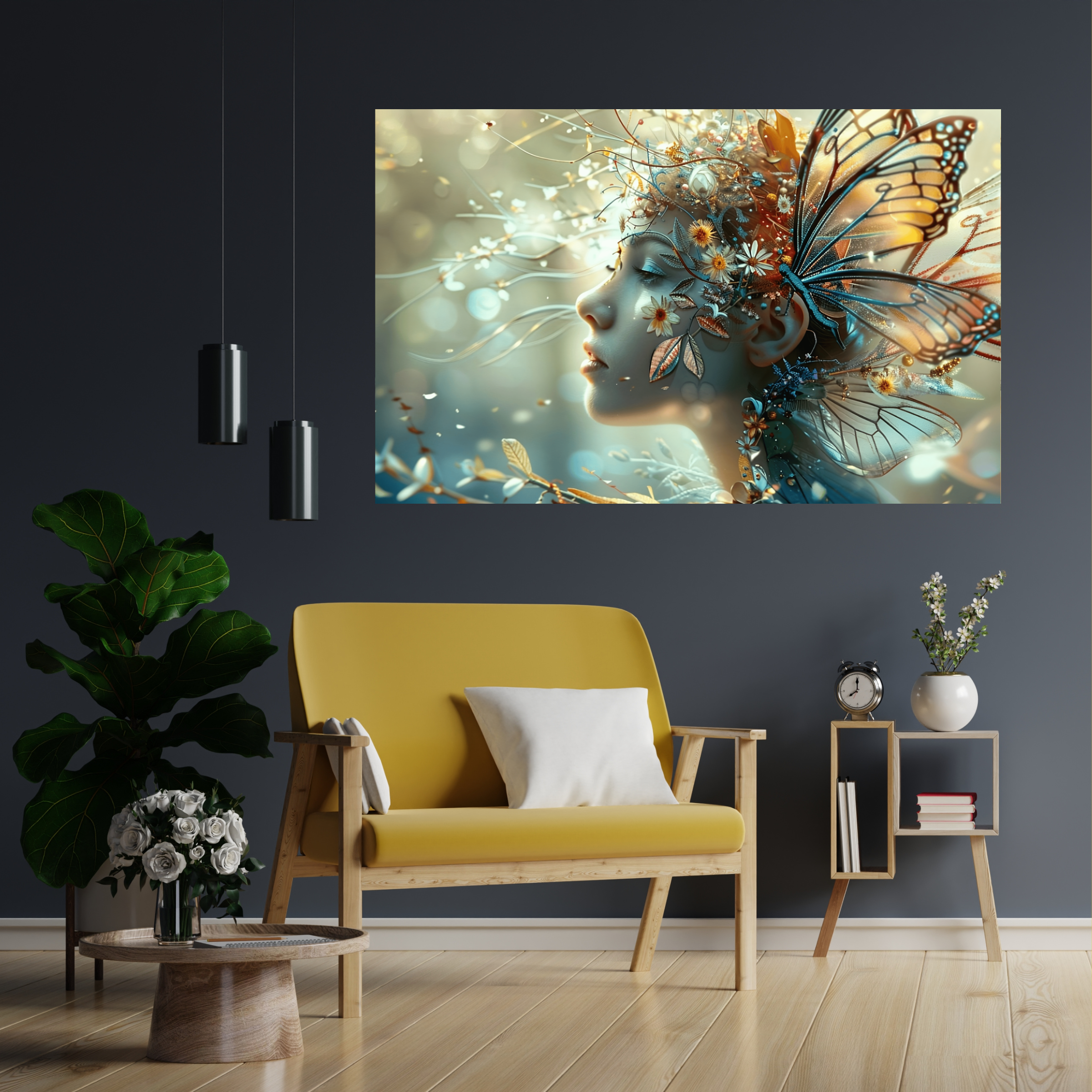 Whimsical Fairy With Butterfly Design Horizontal Poster Whimsical Fairy With Butterfly Design Horizontal Poster