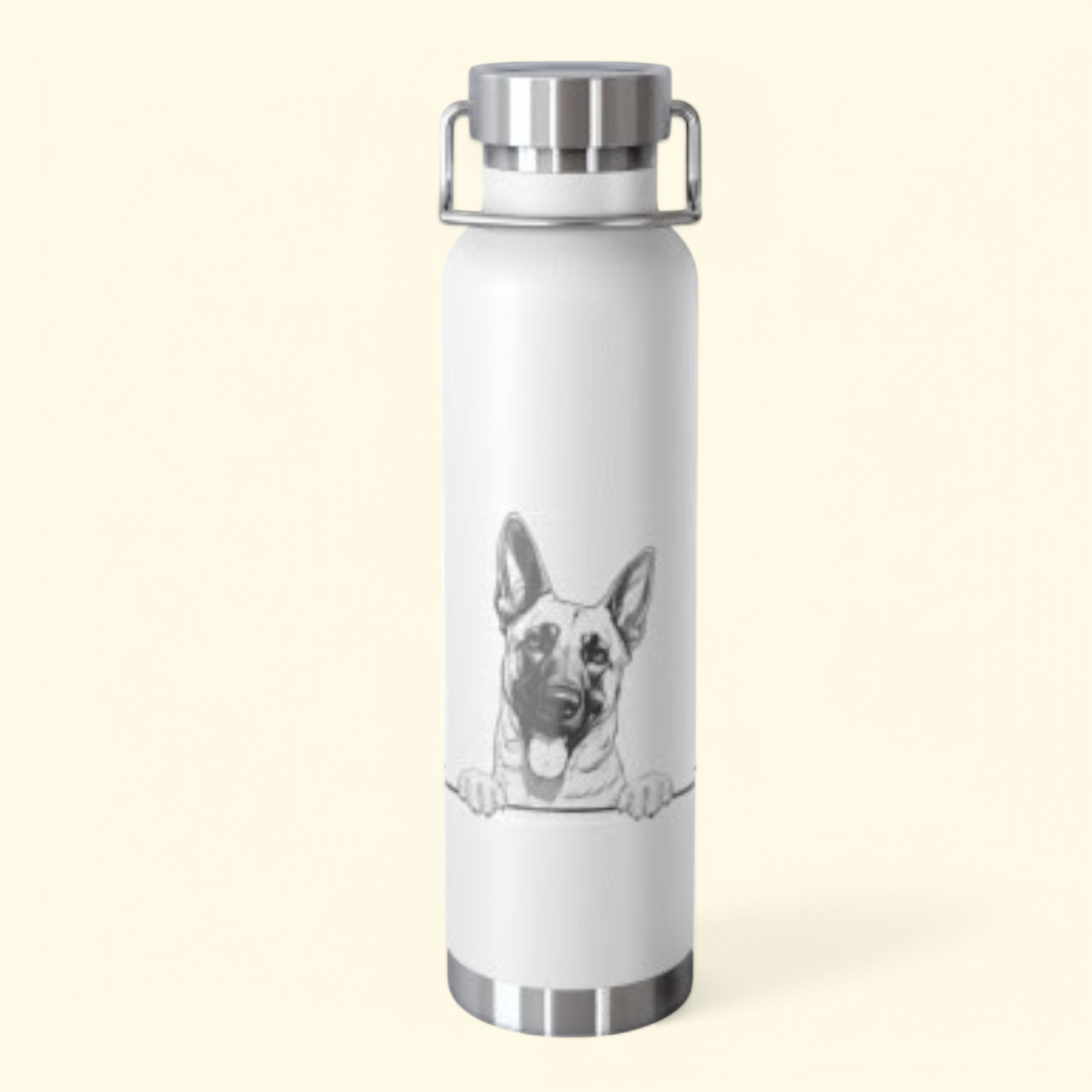 Belgian Malinois Copper Water Bottle - 22oz Vacuum Insulated Flask with Adorable Pup Design